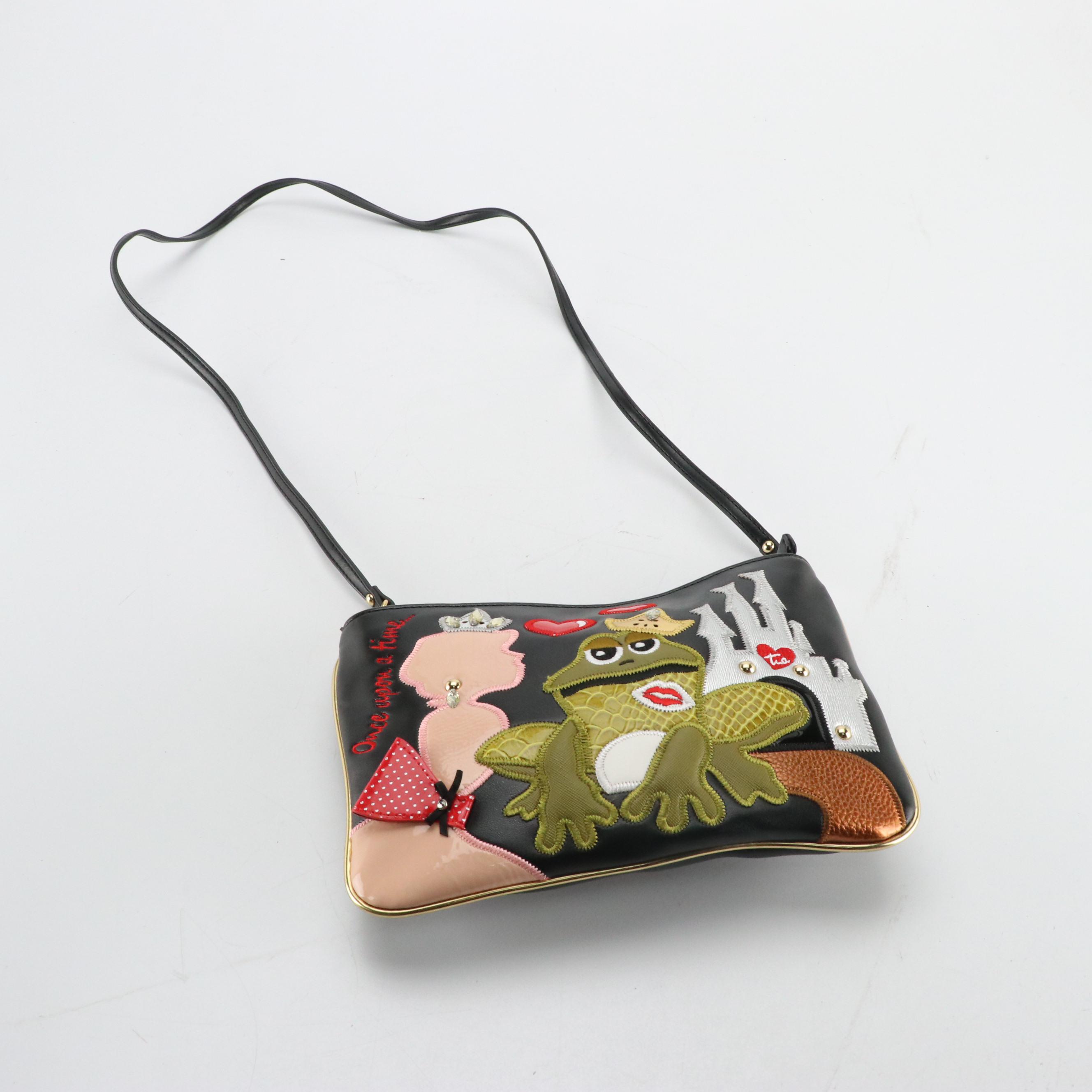 Braccialini Tua "Once Upon A Time" Mixed Leather Appliqué Crossbody Clutch