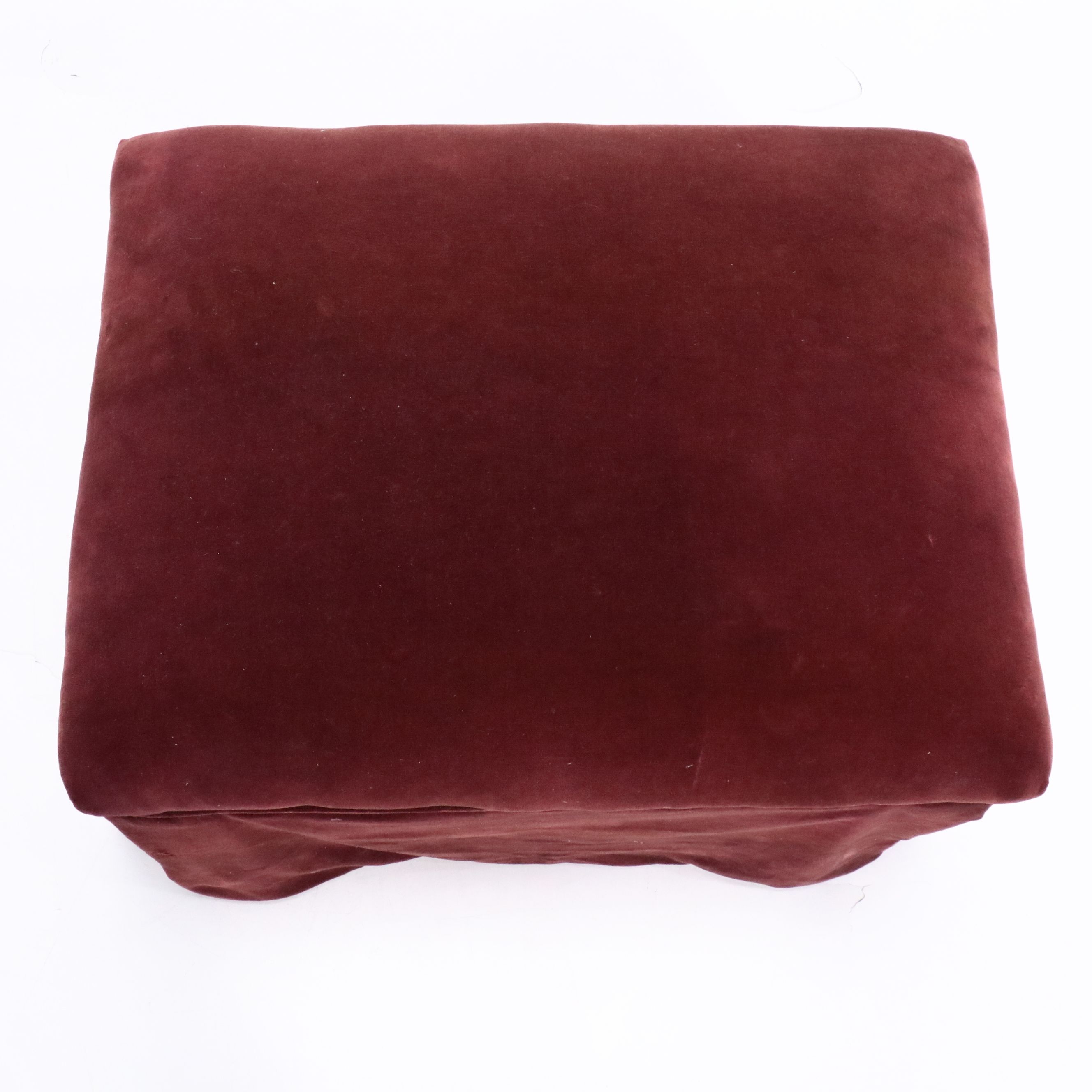 Burgundy Velvet Rectangular Ottoman on Casters