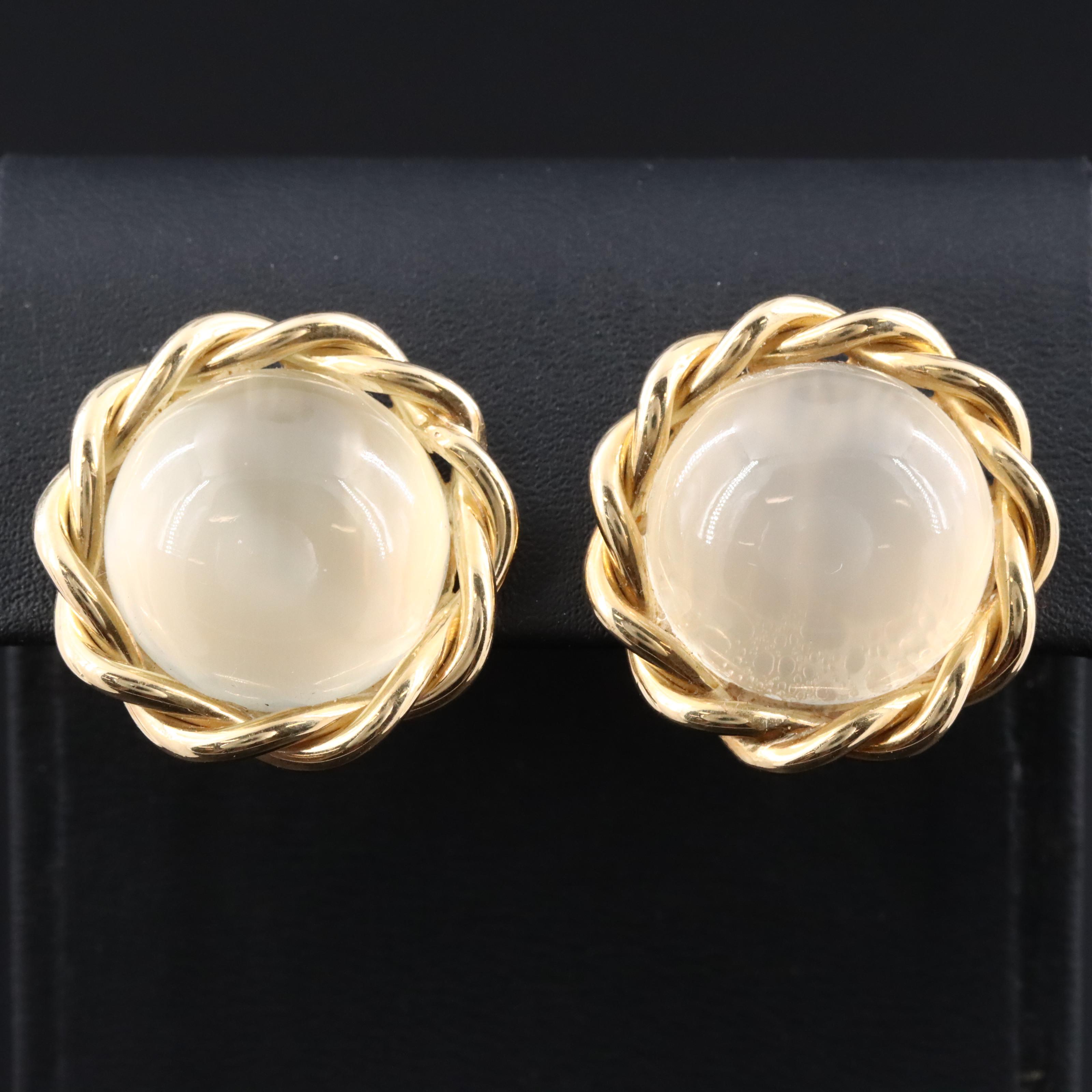 14K Cat's Eye Moonstone Earrings