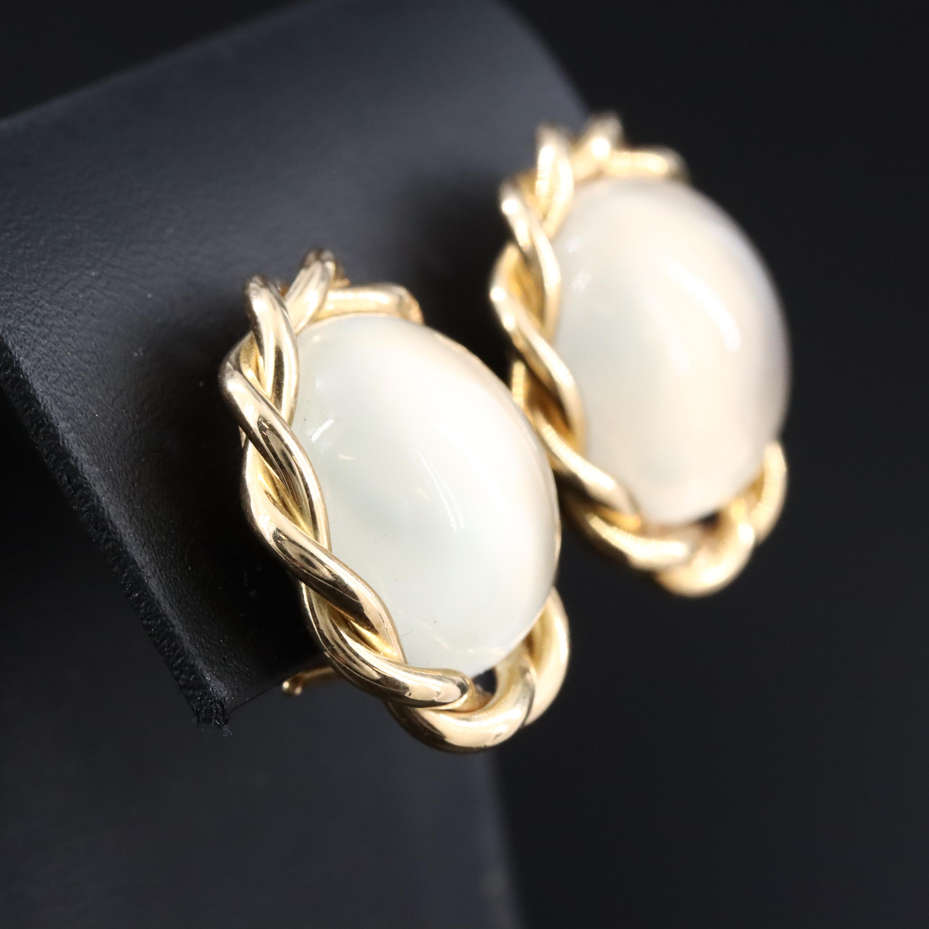 14K Cat's Eye Moonstone Earrings