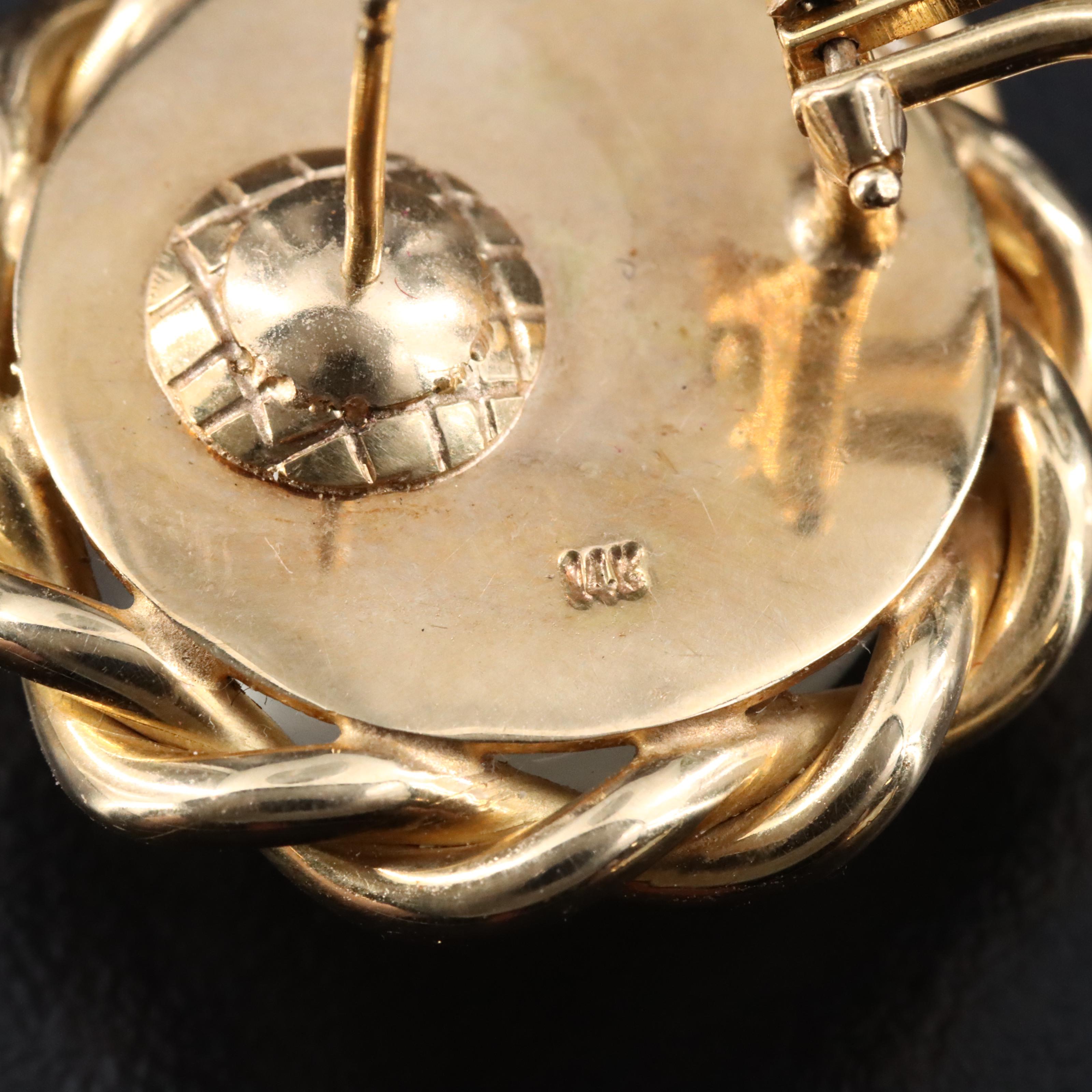 14K Cat's Eye Moonstone Earrings