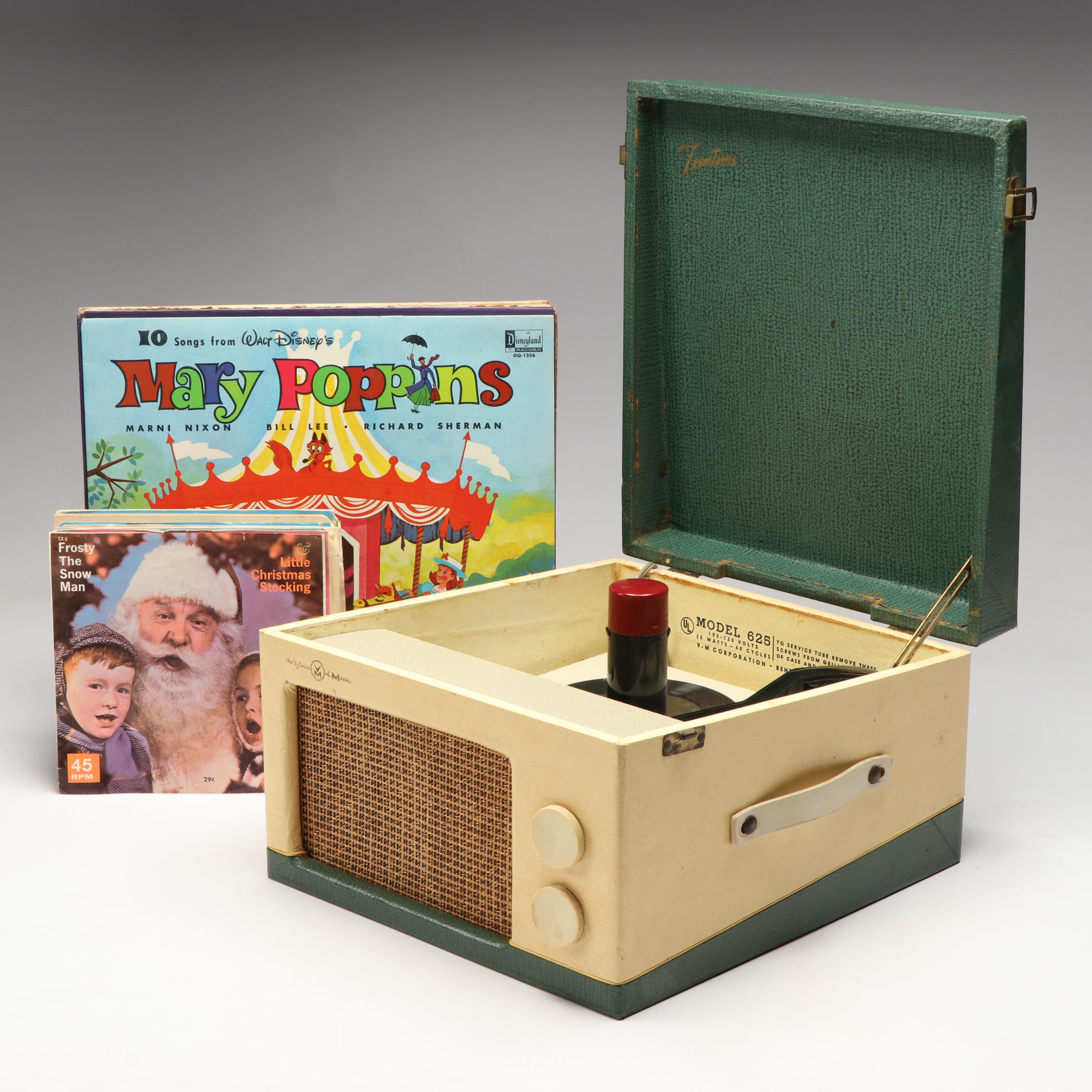 Voice of Music Model 625 Record Player with CDs and Records