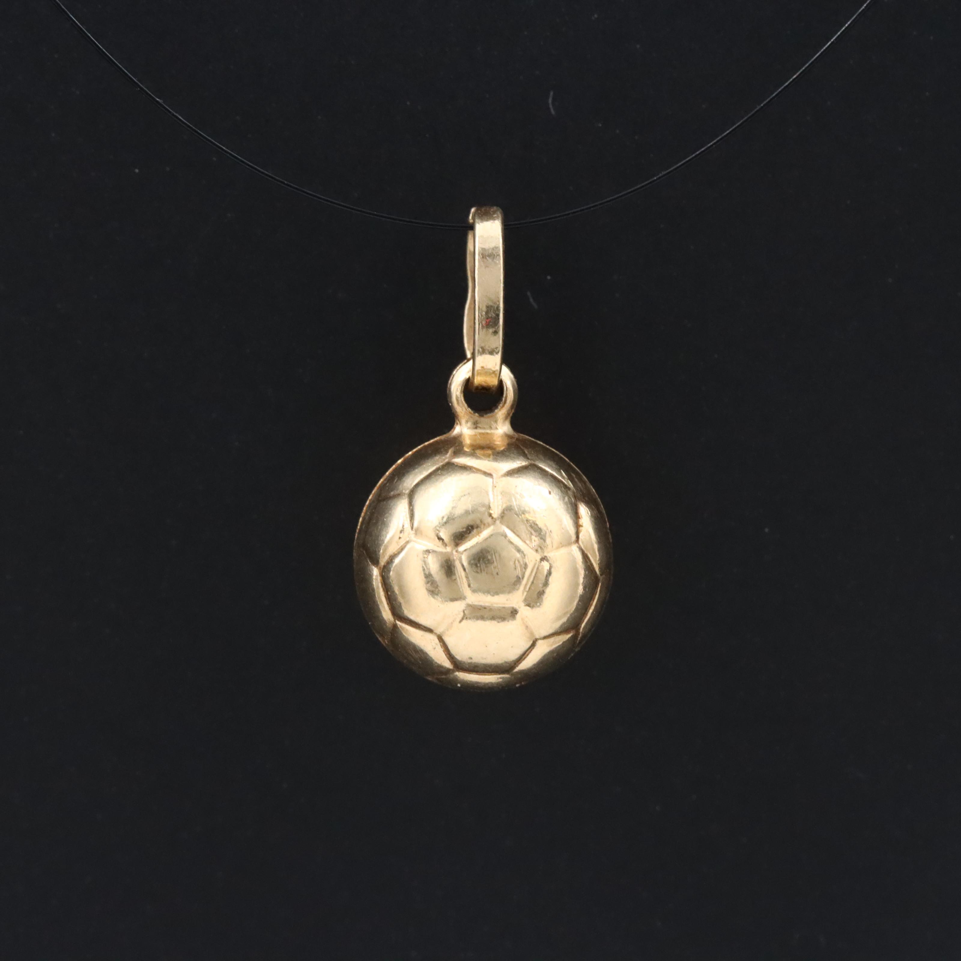 Italian 14K Soccer Ball Charm Pendant