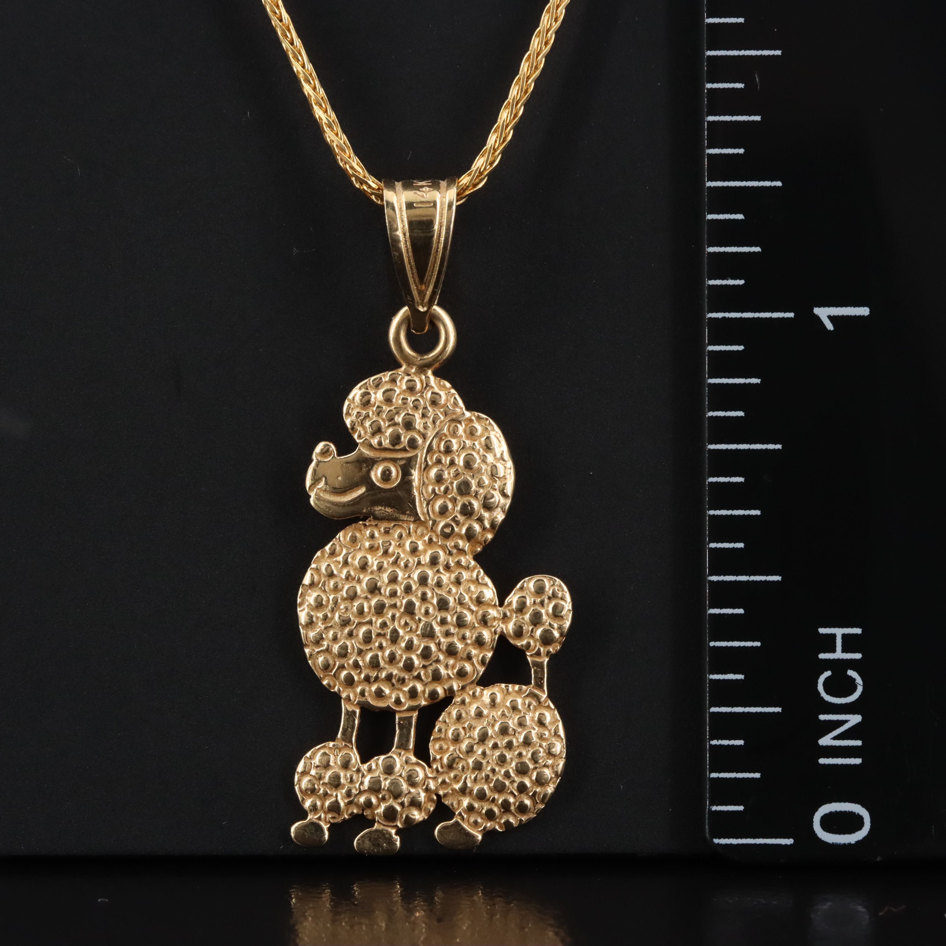 14K Poodle Charm Pendant Necklace