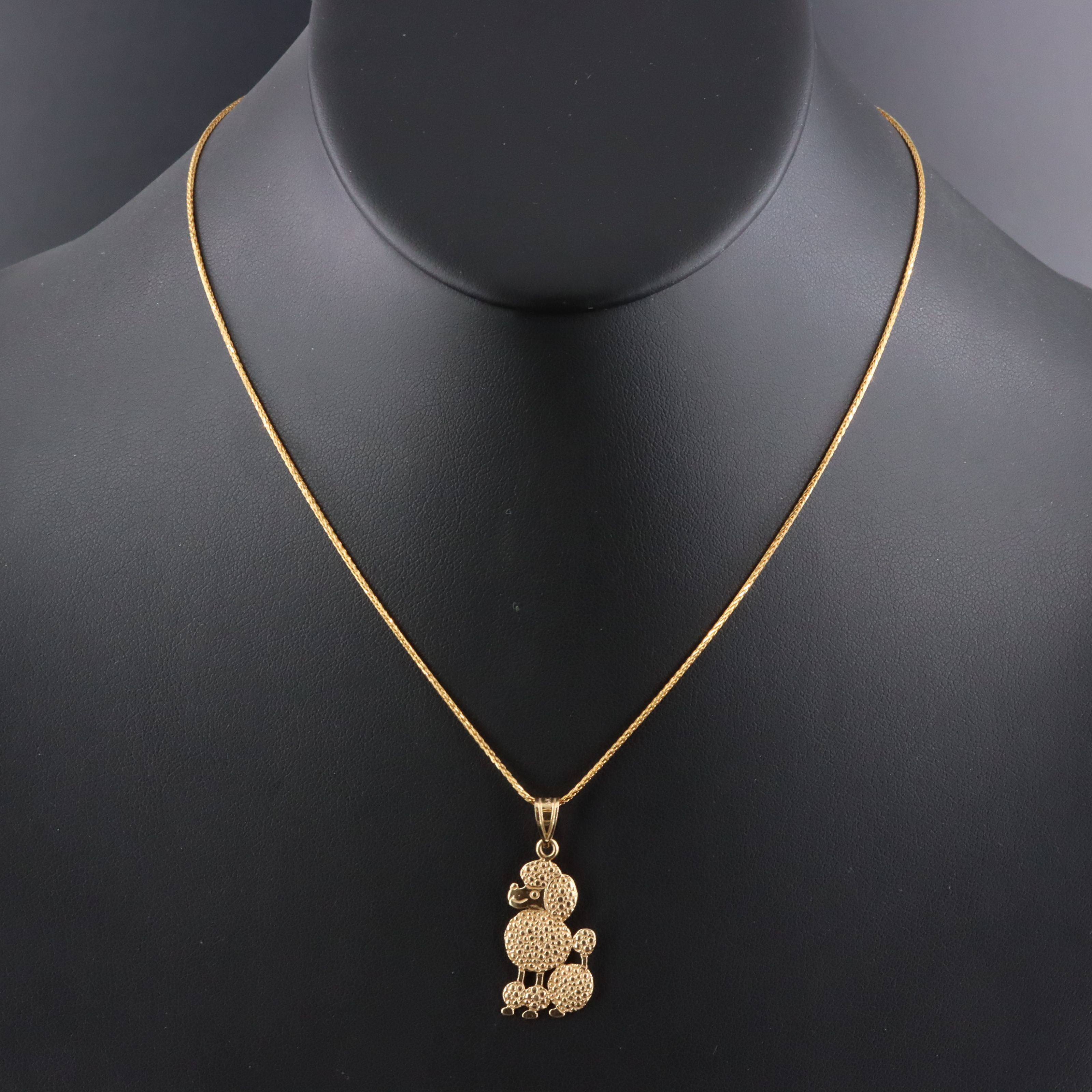 14K Poodle Charm Pendant Necklace