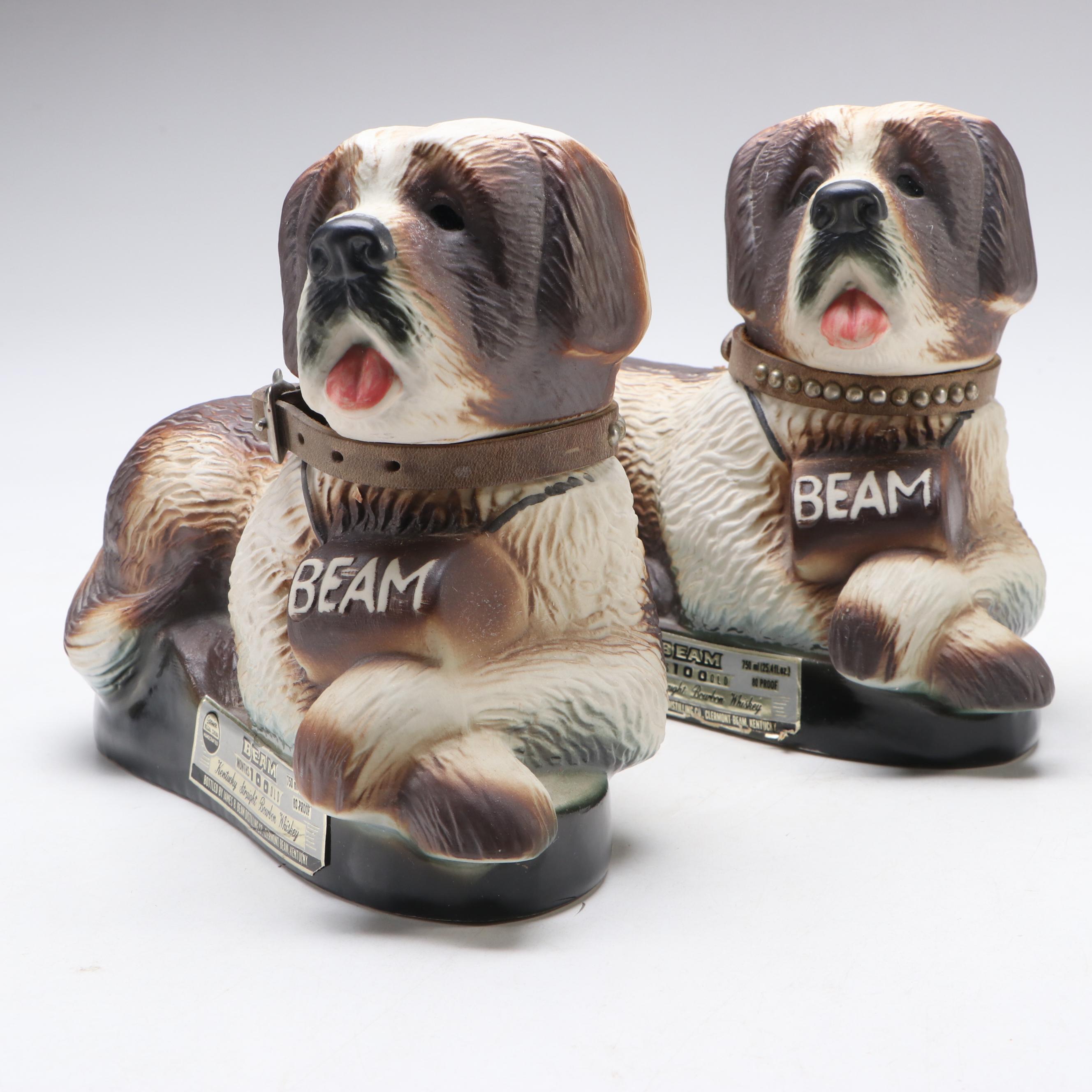Jim Beam Whiskey Saint Bernard Dog Decanters, 1979