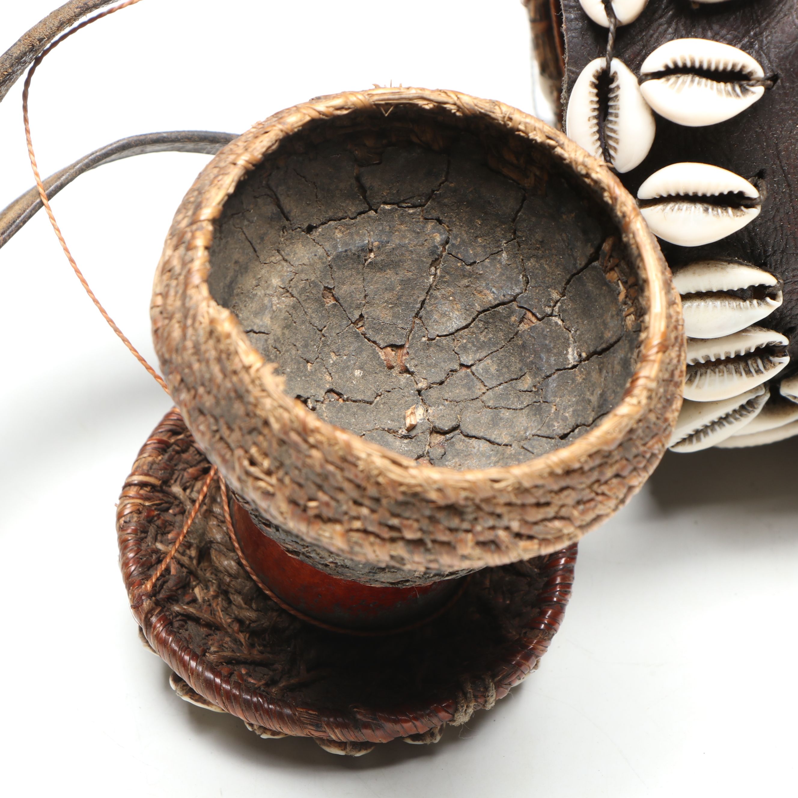 Ethiopian Cowrie Shell Decorated Hanging Milk Container