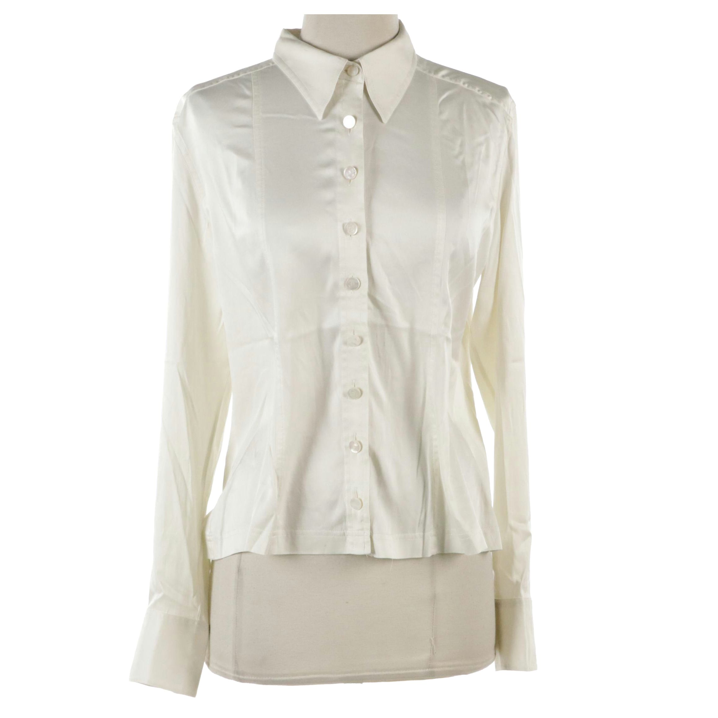 Chanel Silk Button-Up Shirt with CC Mother-of-Pearl Buttons