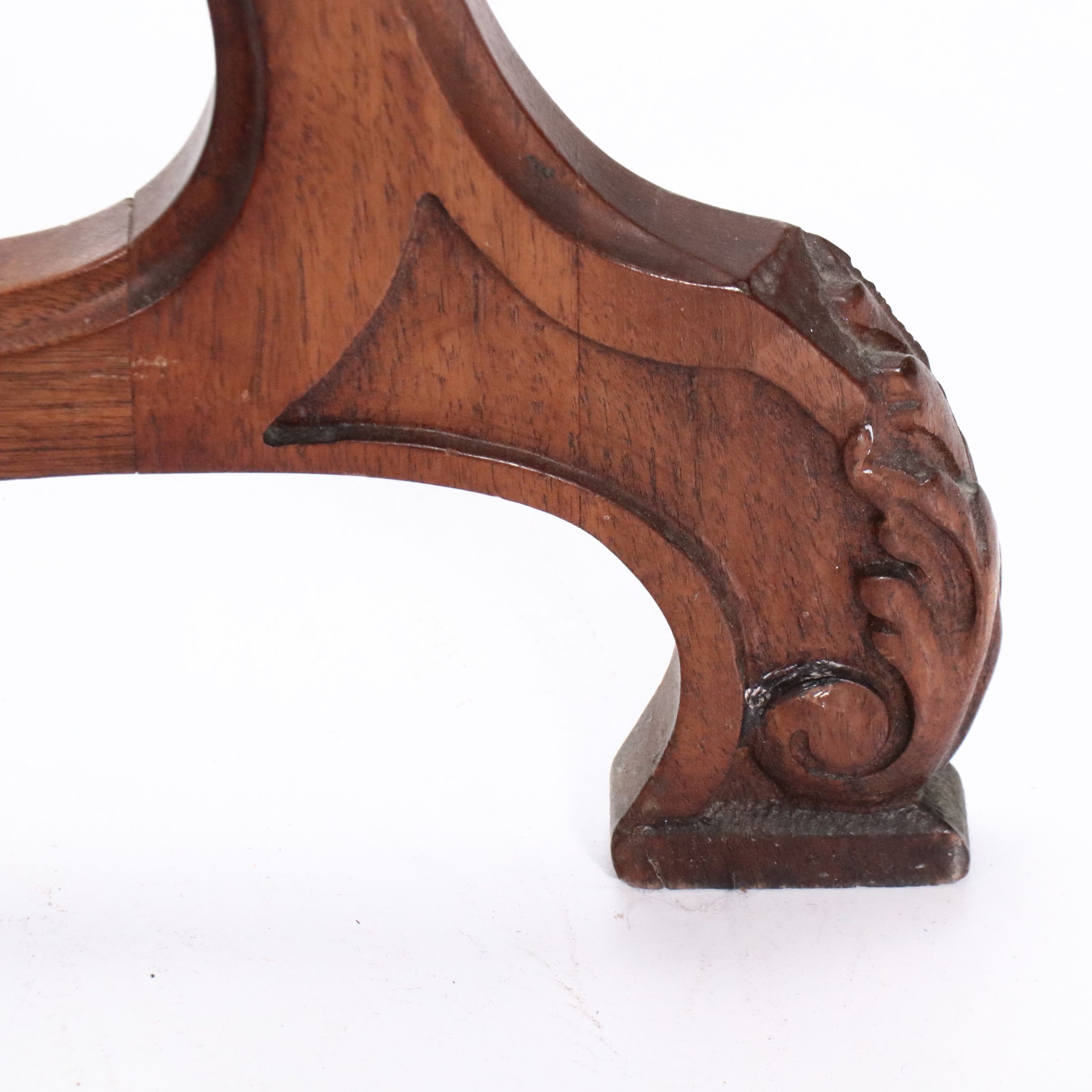 Carved Walnut Hall Table Featuring Swan Form Leg