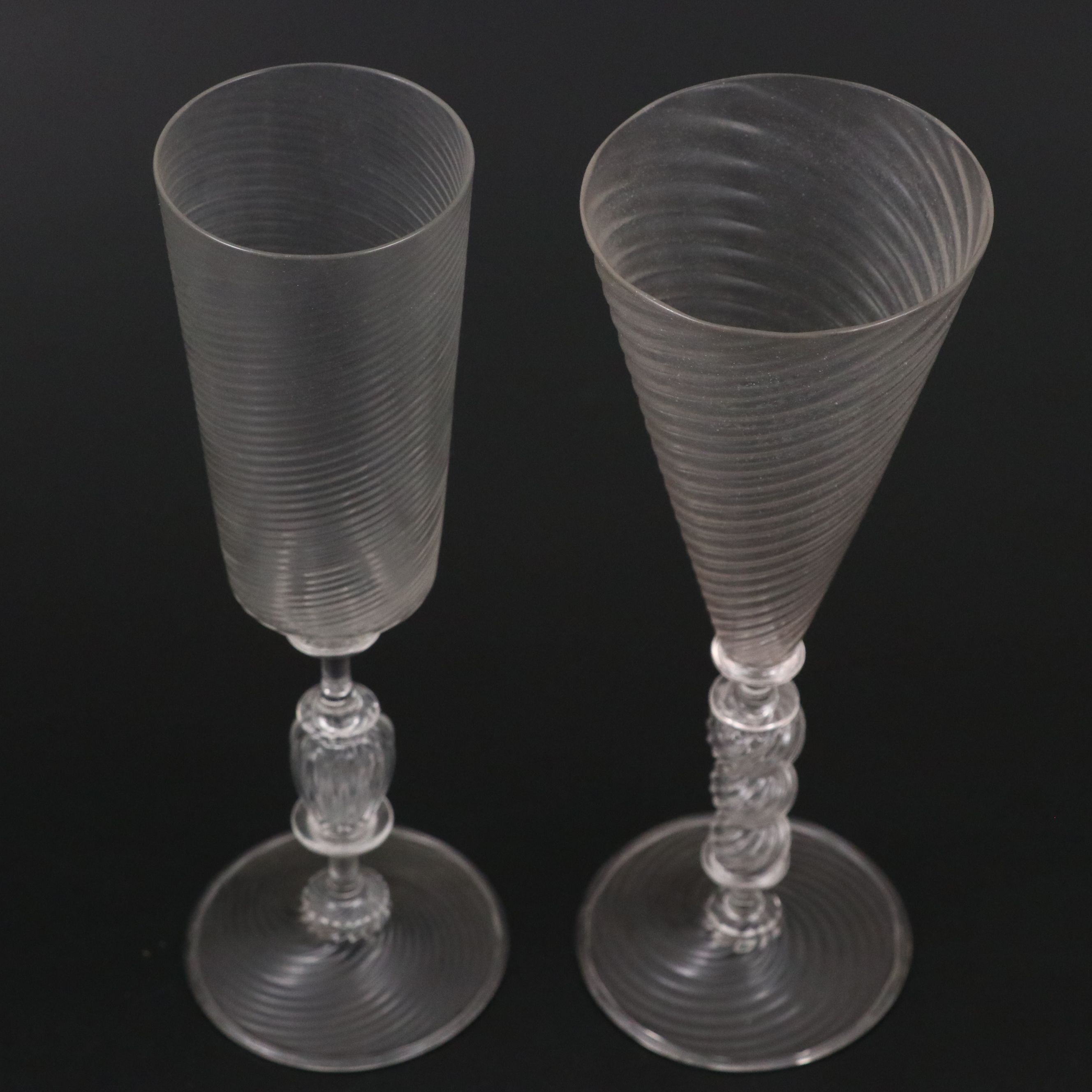 Italian Dante Marioni Handblown Optic Glass Flutes