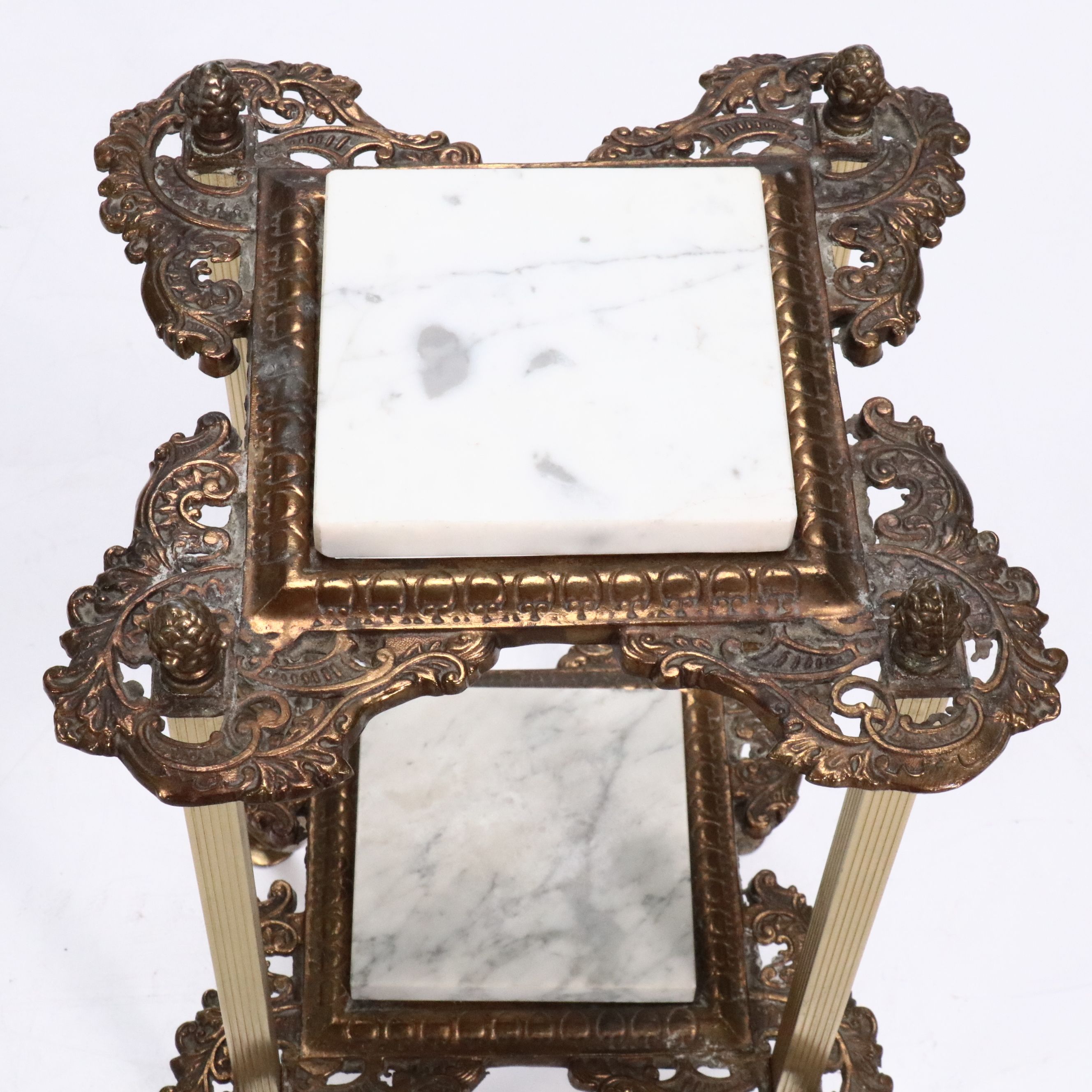 Victorian Two-Tiered Accent Table with Inset Marble