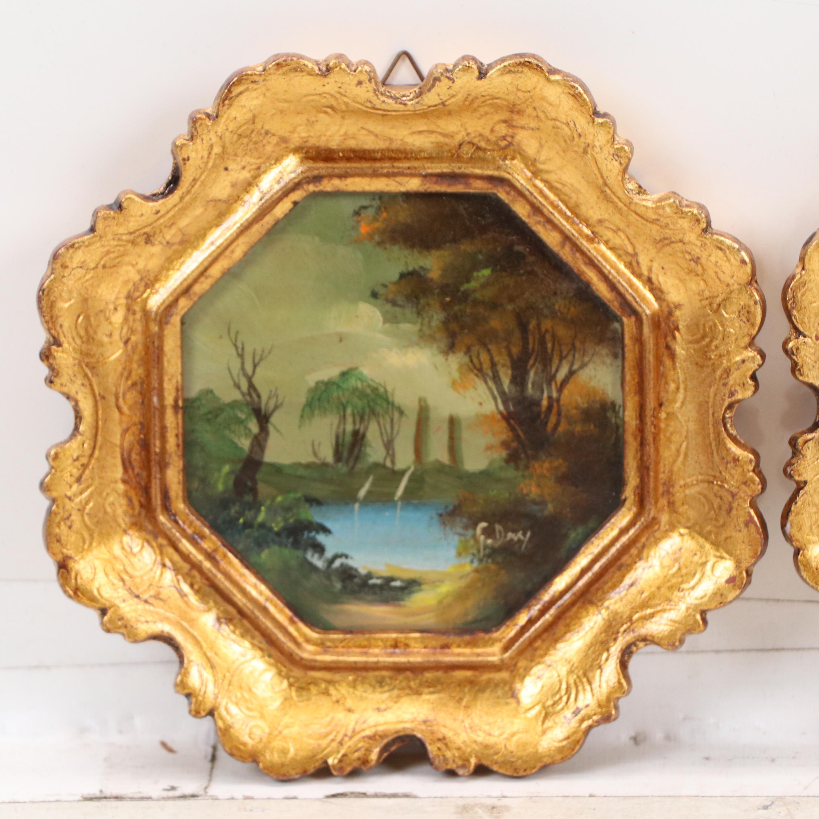 Oil Paintings of Classical Bucolic Landscapes, Mid-20th Century