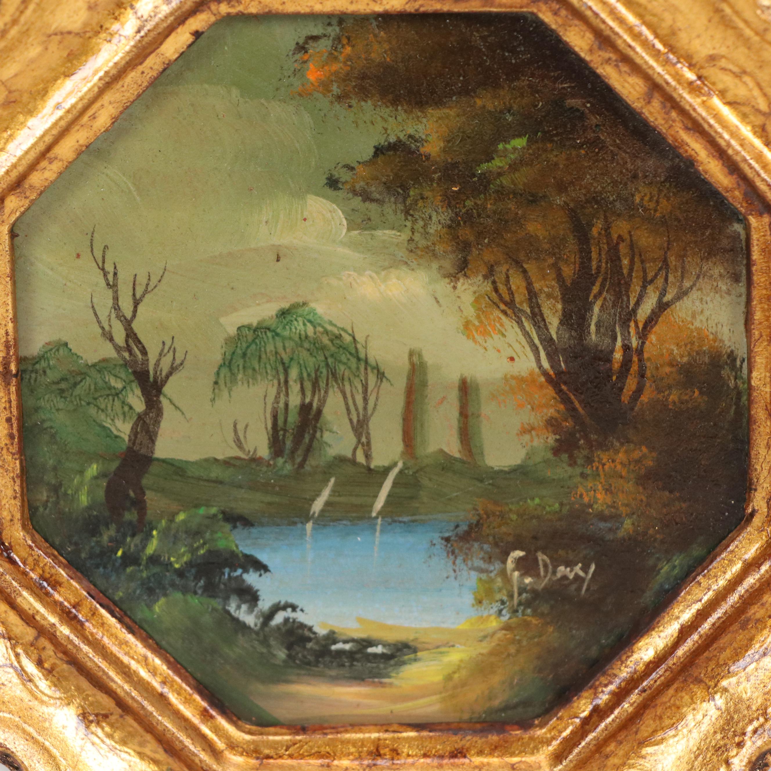 Oil Paintings of Classical Bucolic Landscapes, Mid-20th Century