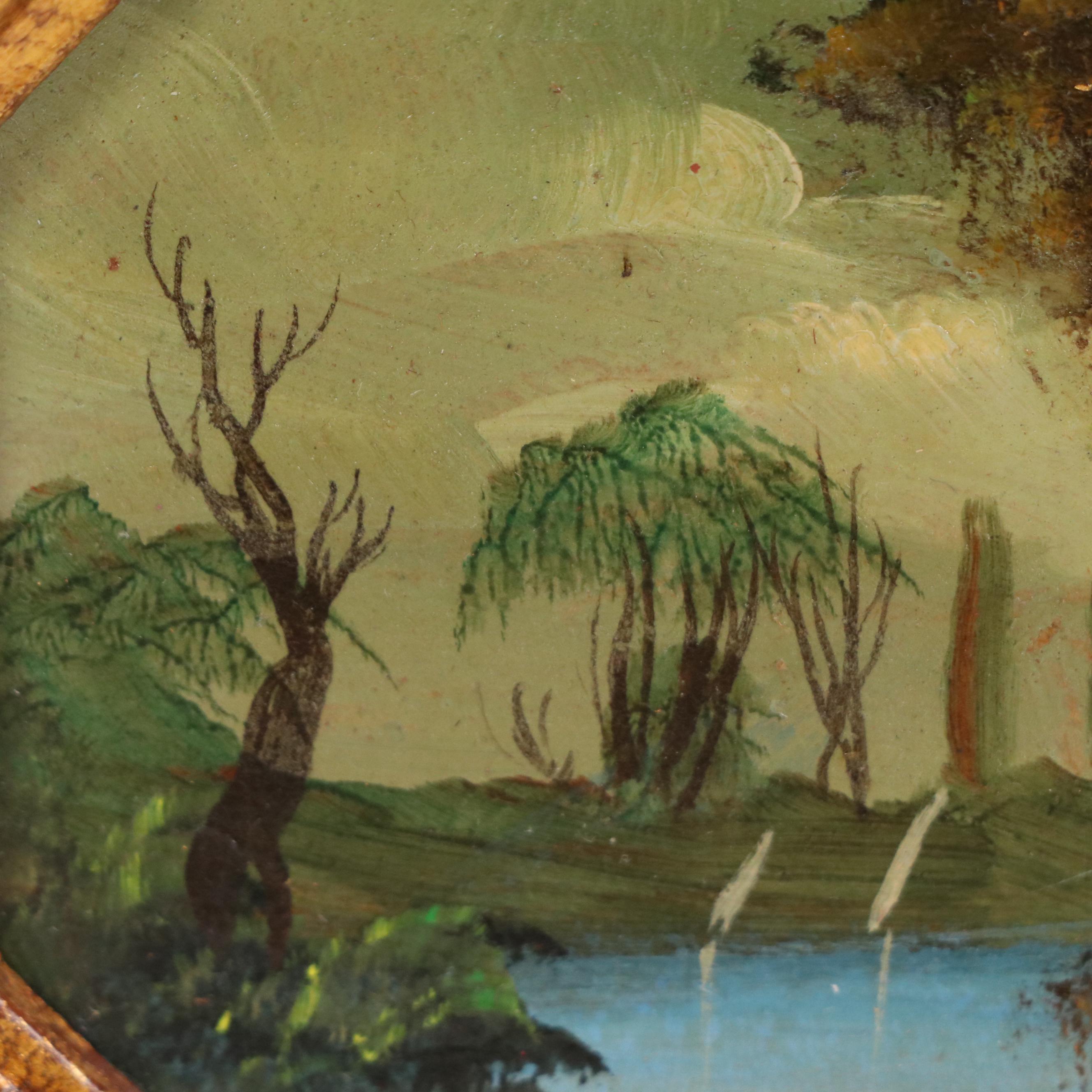 Oil Paintings of Classical Bucolic Landscapes, Mid-20th Century