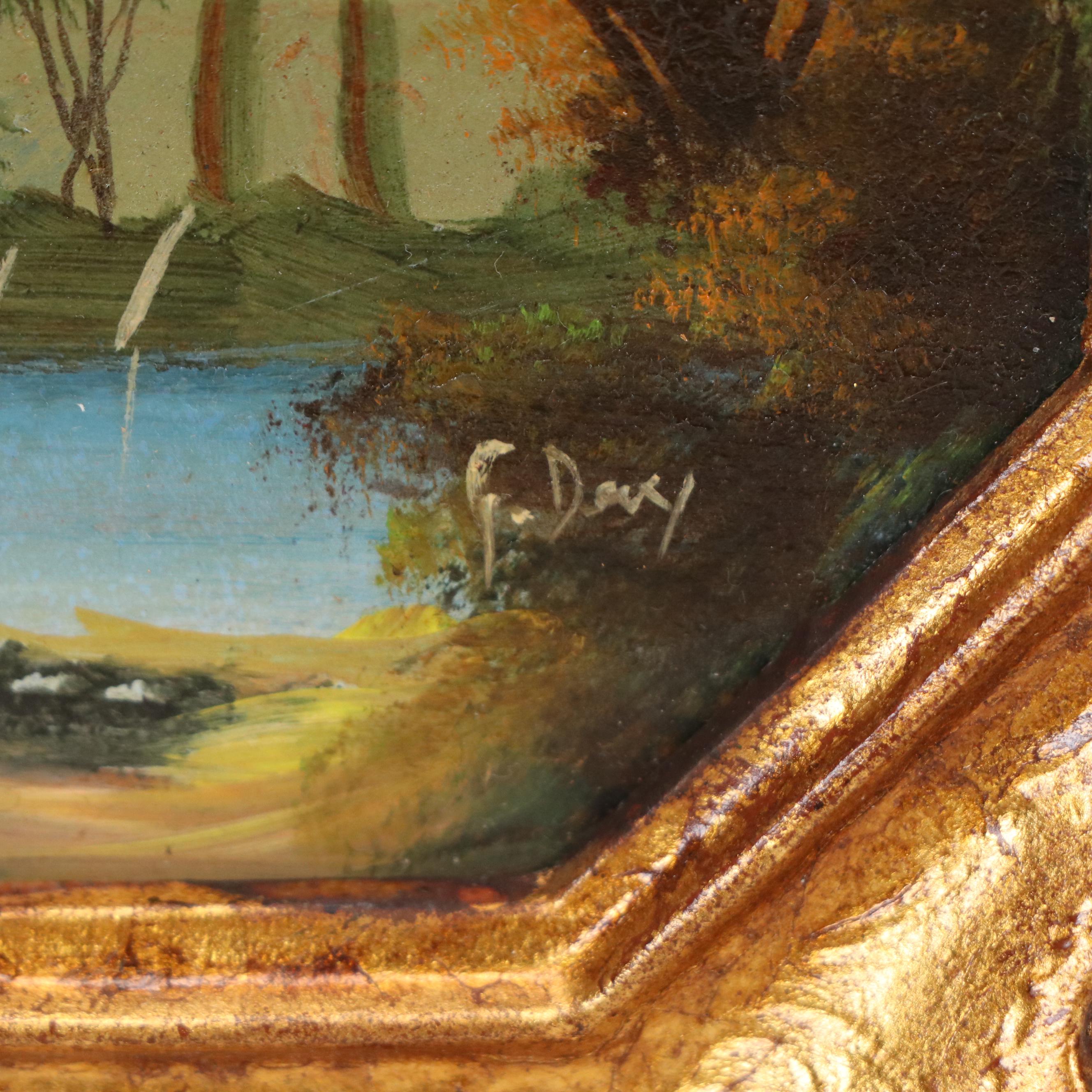 Oil Paintings of Classical Bucolic Landscapes, Mid-20th Century