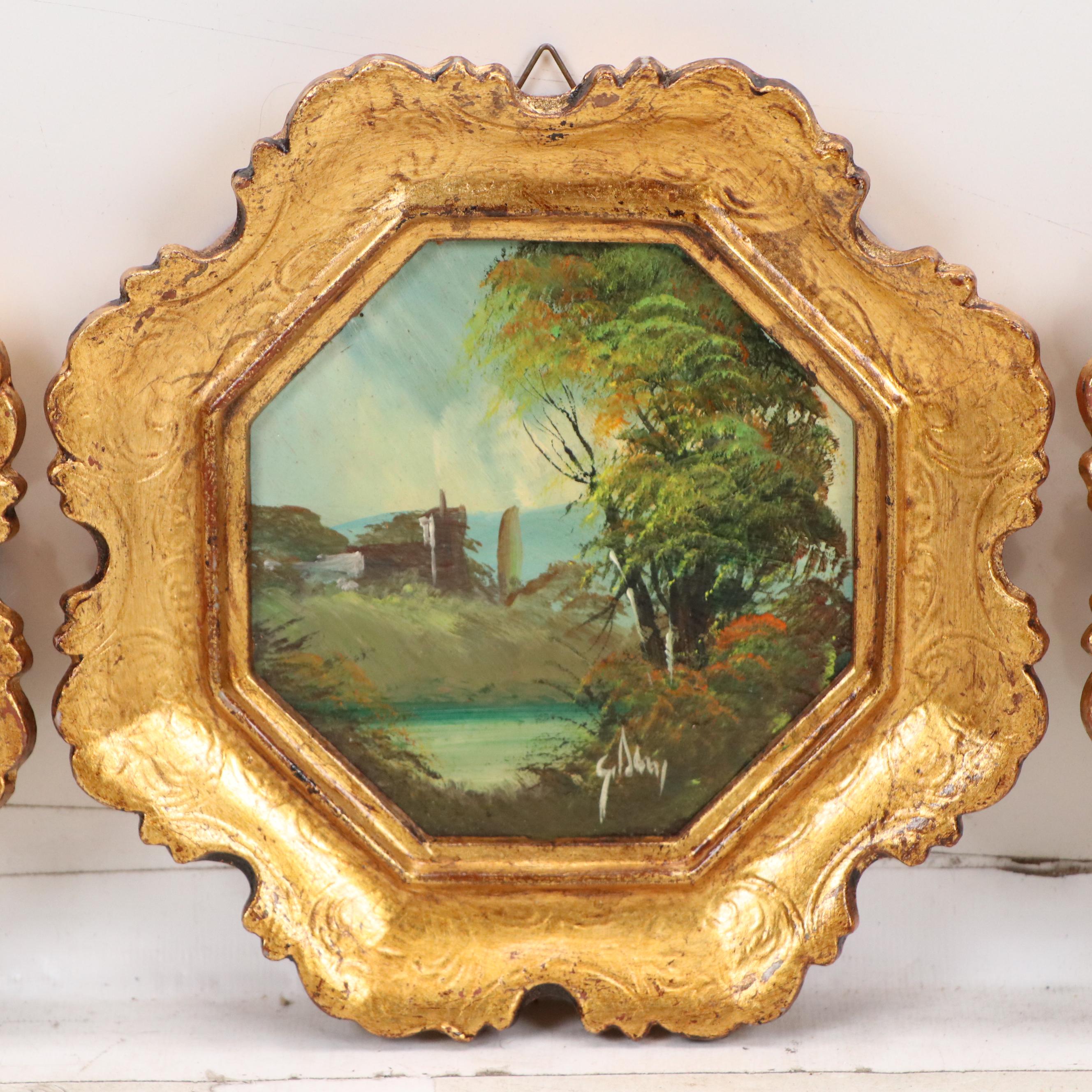 Oil Paintings of Classical Bucolic Landscapes, Mid-20th Century