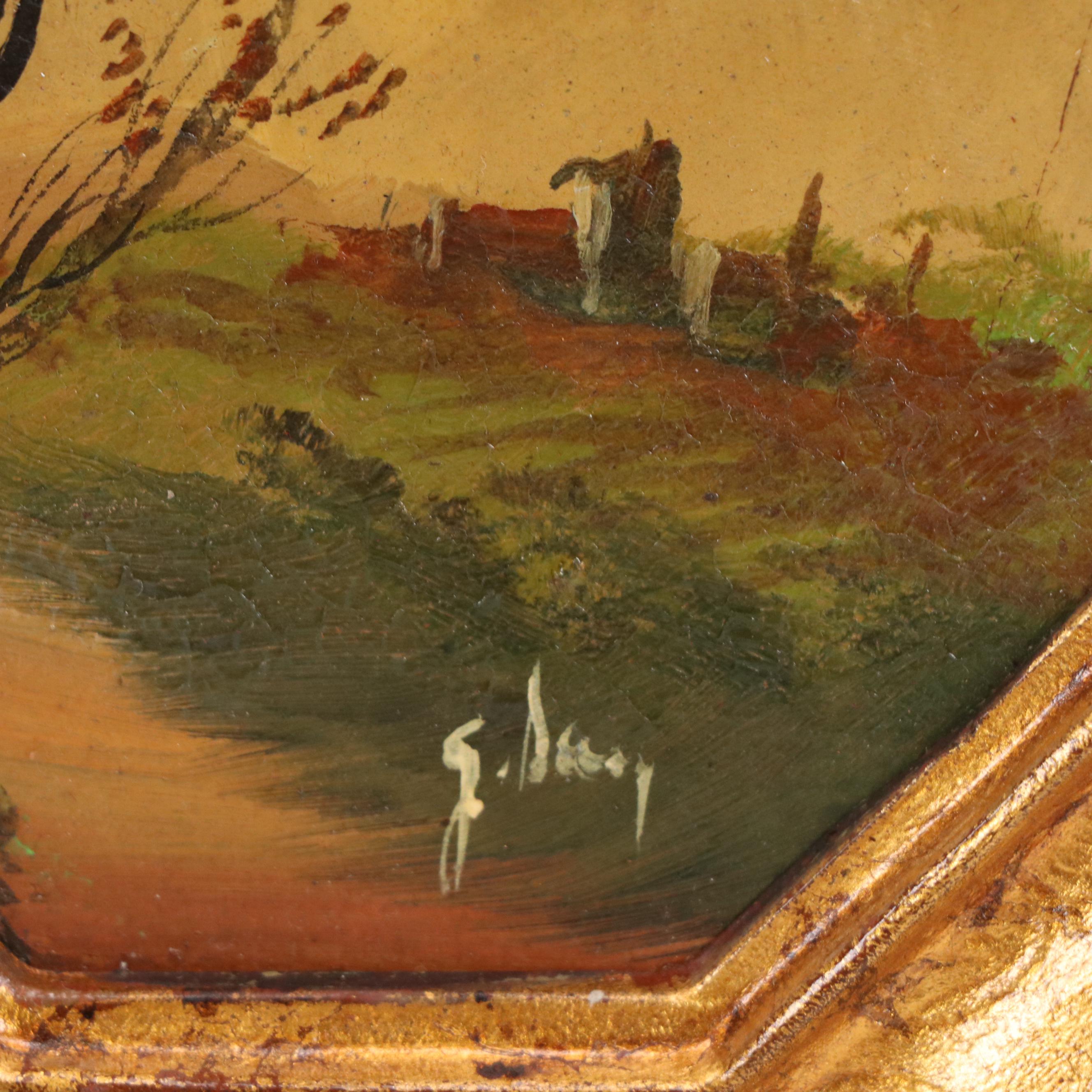 Oil Paintings of Classical Bucolic Landscapes, Mid-20th Century