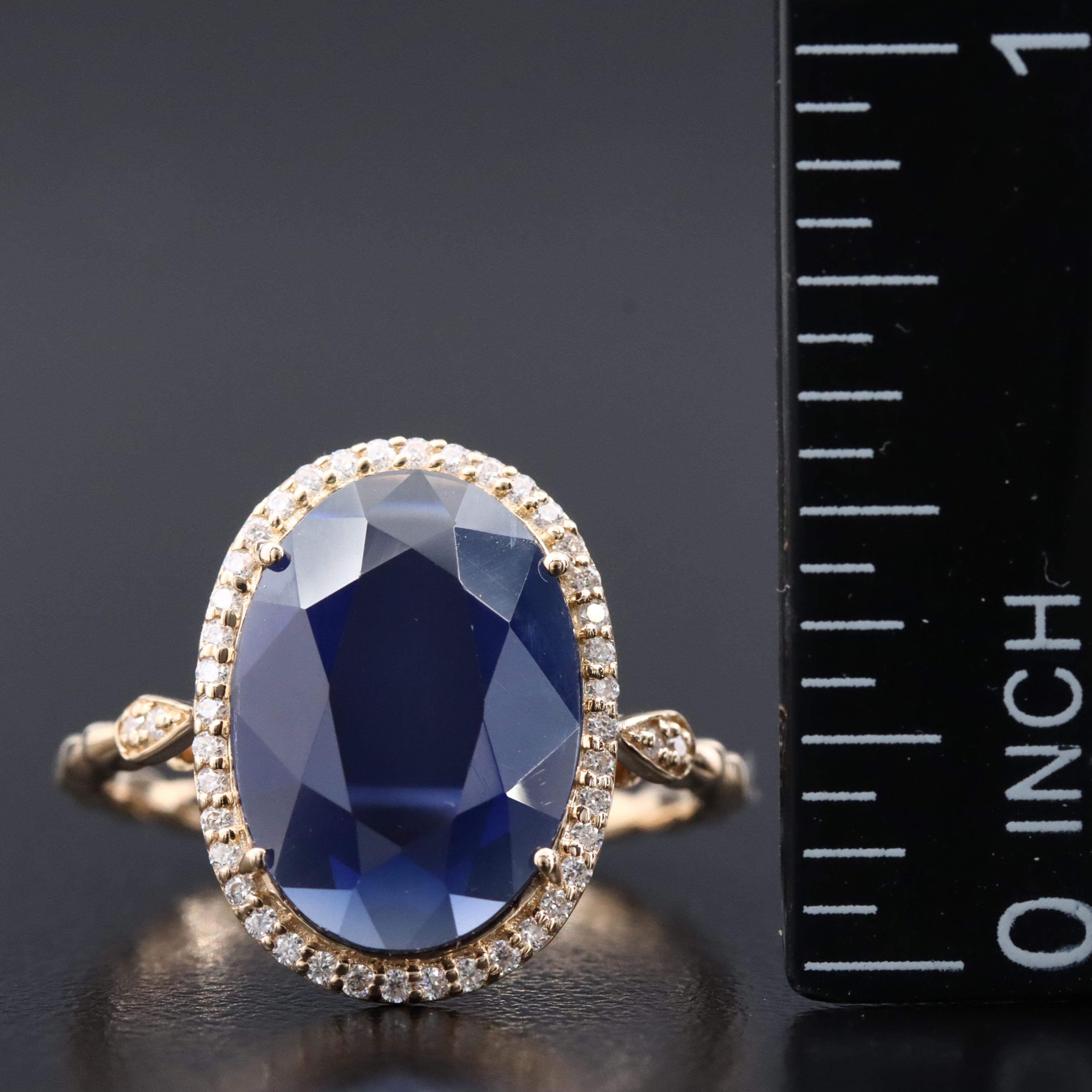 14K 3.62 CT Sapphire and Moissanite Ring with IGI Report