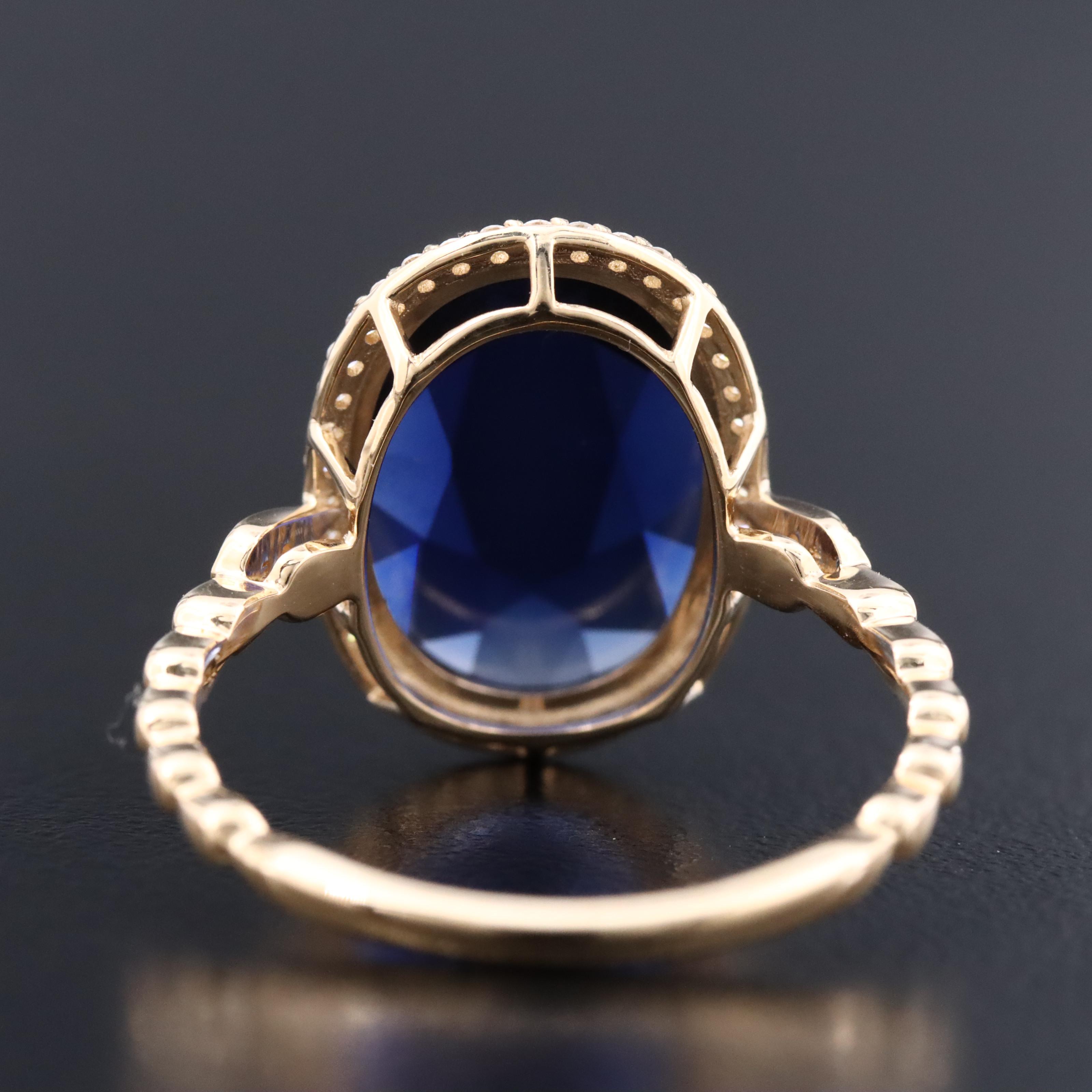 14K 3.62 CT Sapphire and Moissanite Ring with IGI Report