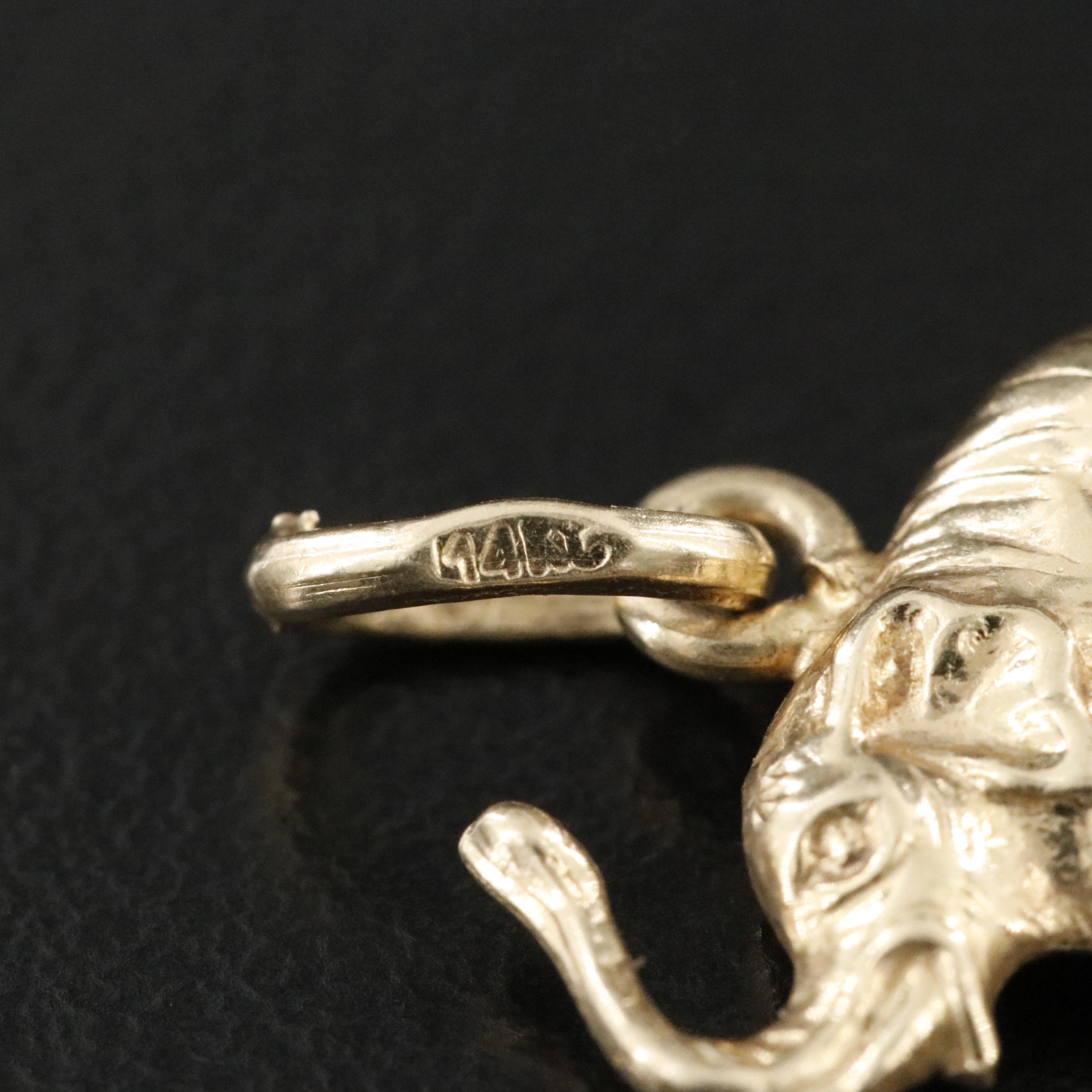 14K Elephant Charm Pendant