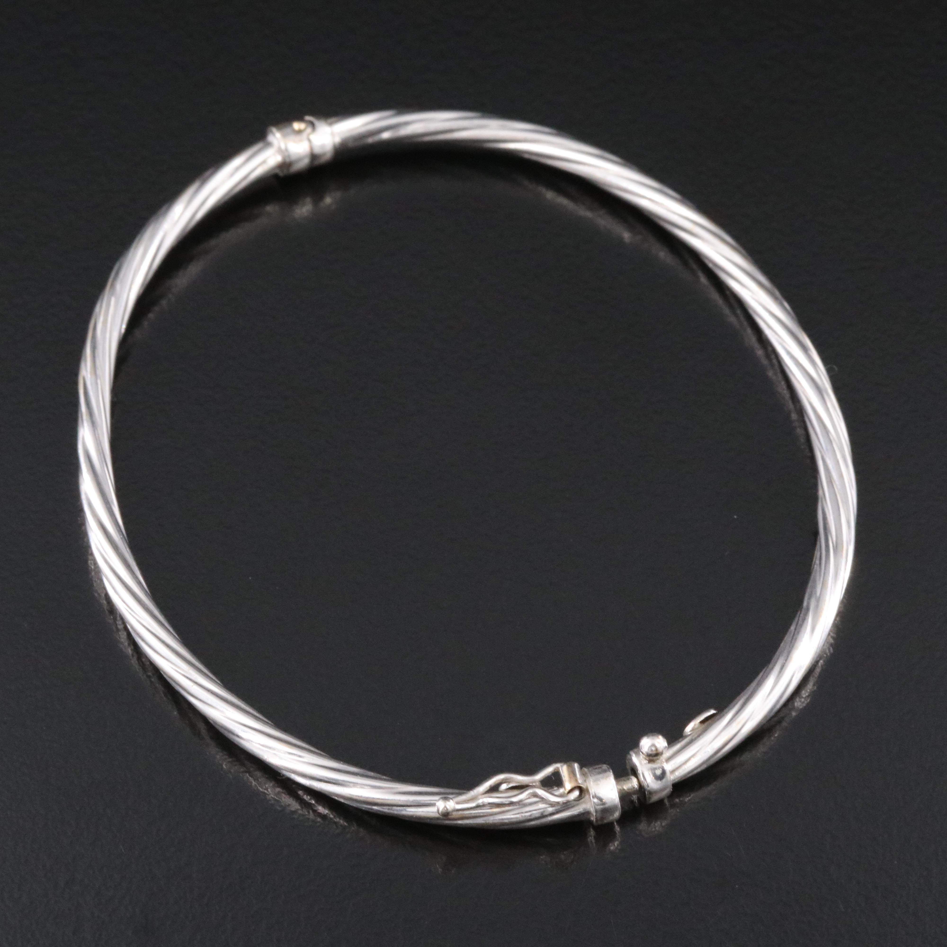 14K Twisted Hinged Bangle Bracelet