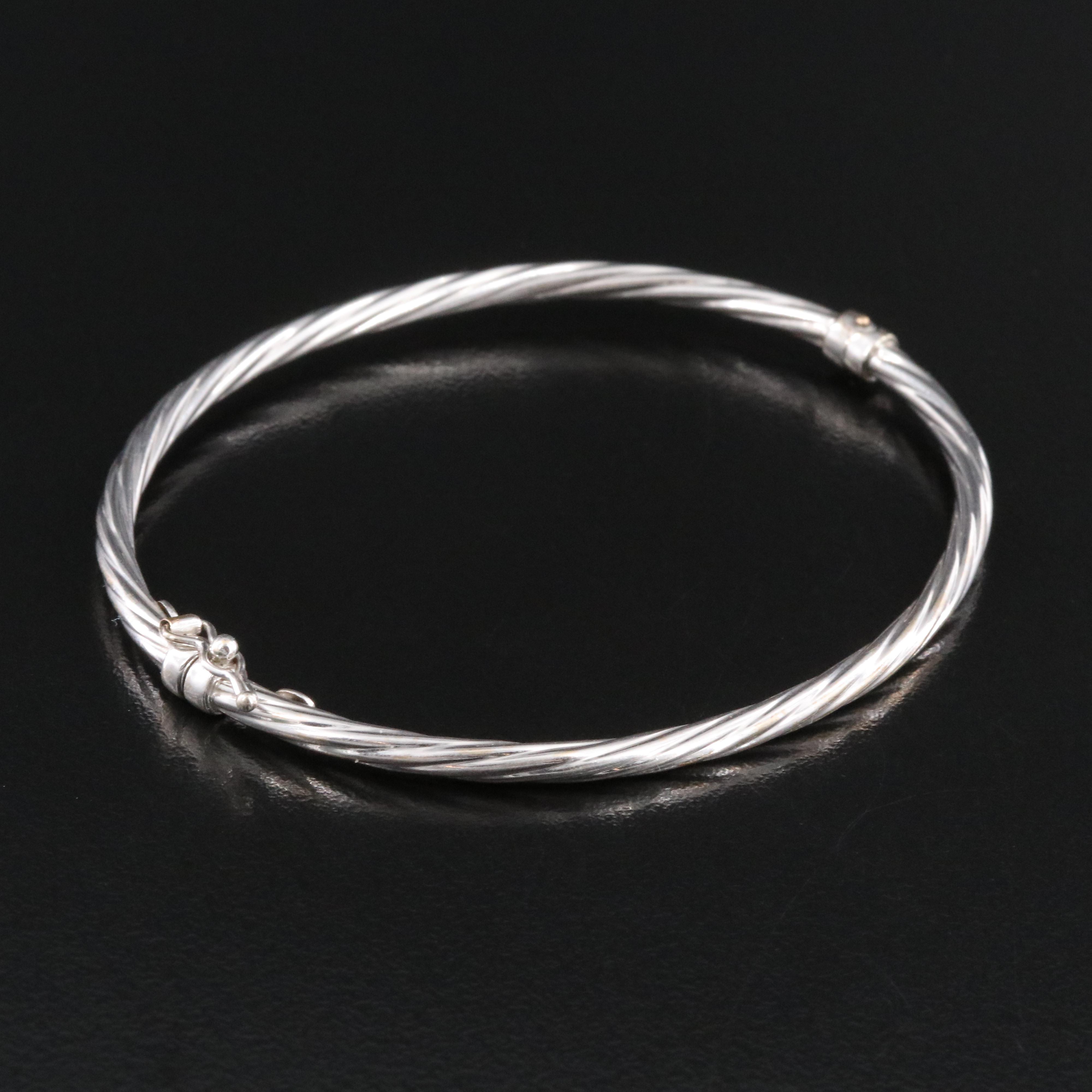 14K Twisted Hinged Bangle Bracelet
