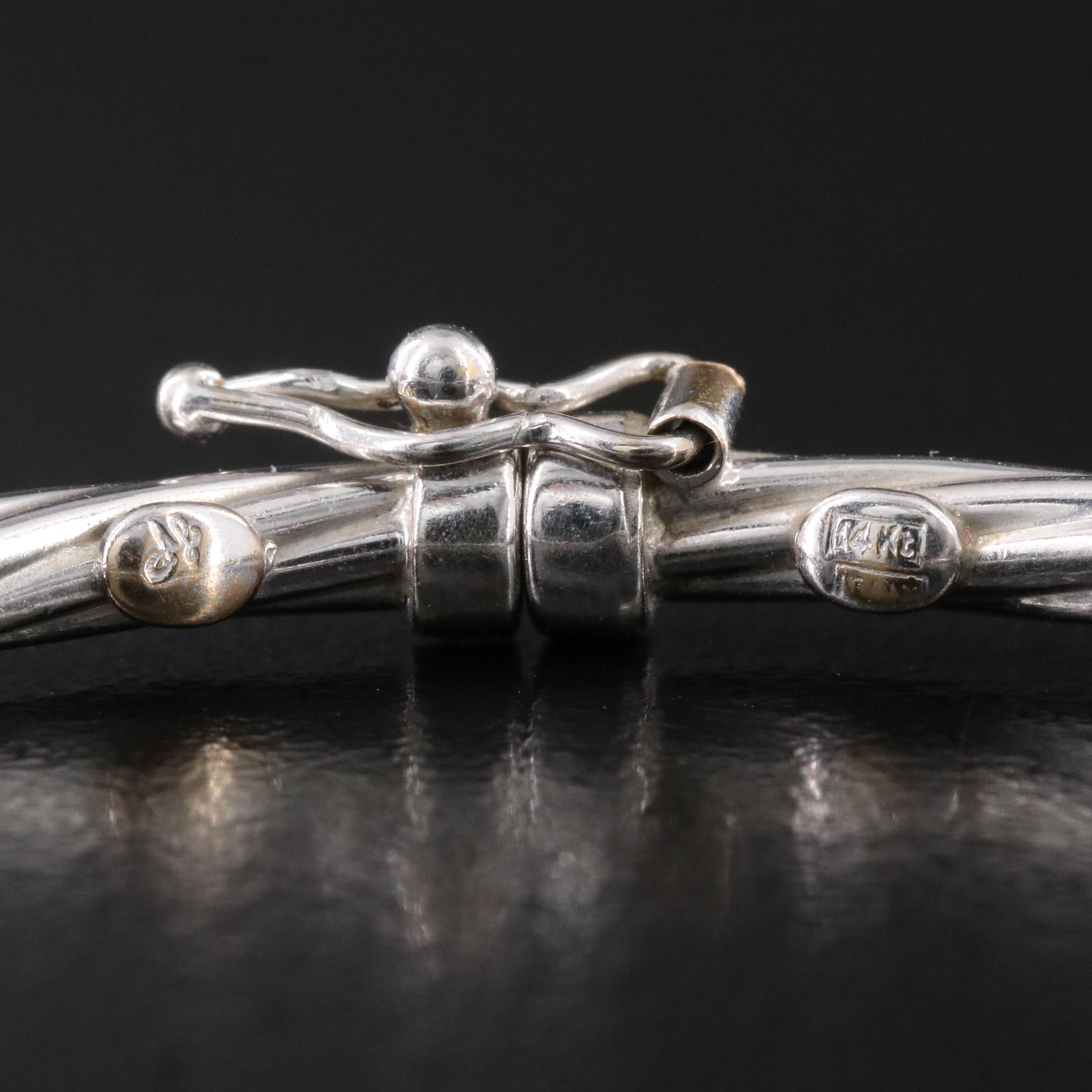 14K Twisted Hinged Bangle Bracelet