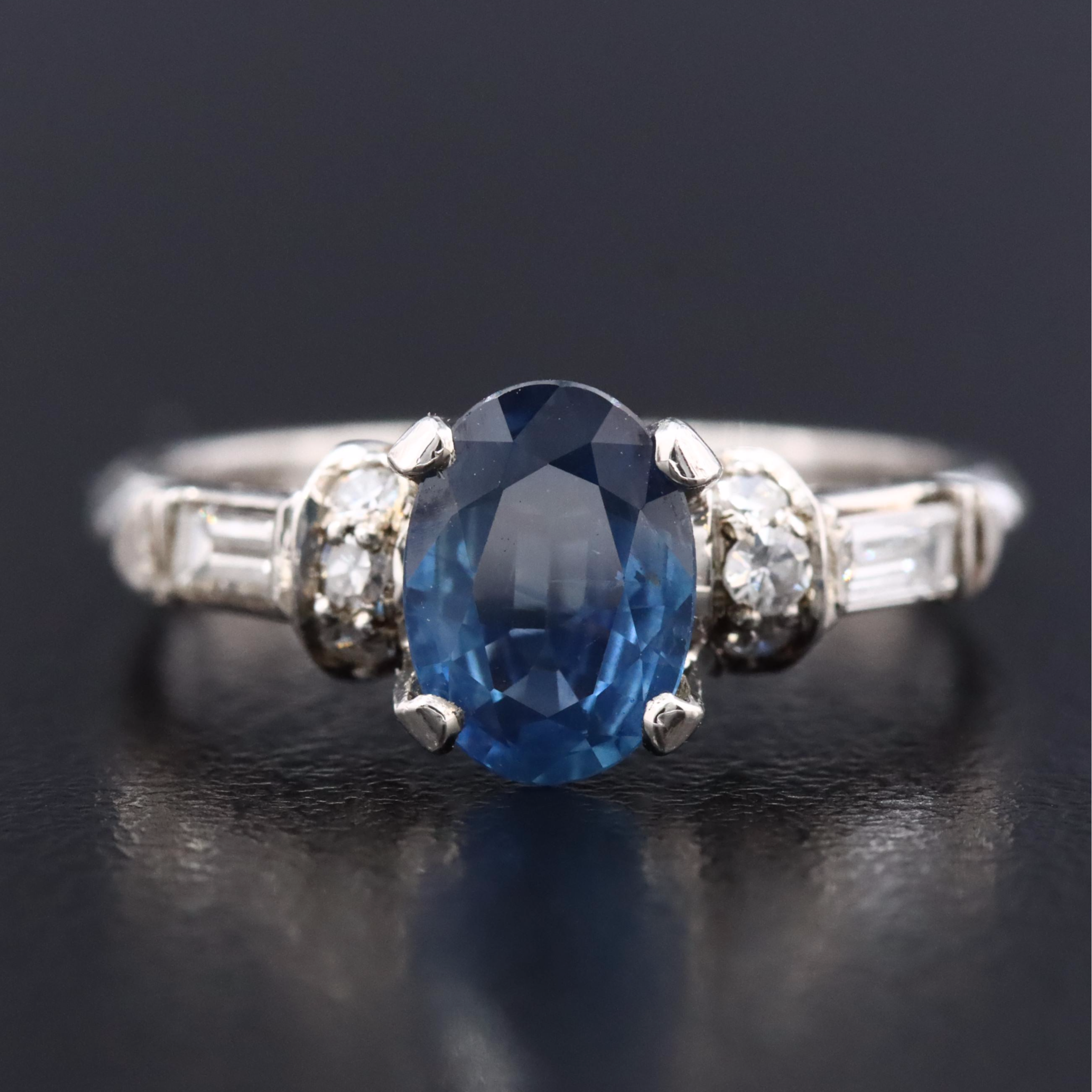 Platinum 1.21 CT Sapphire and Diamond Ring