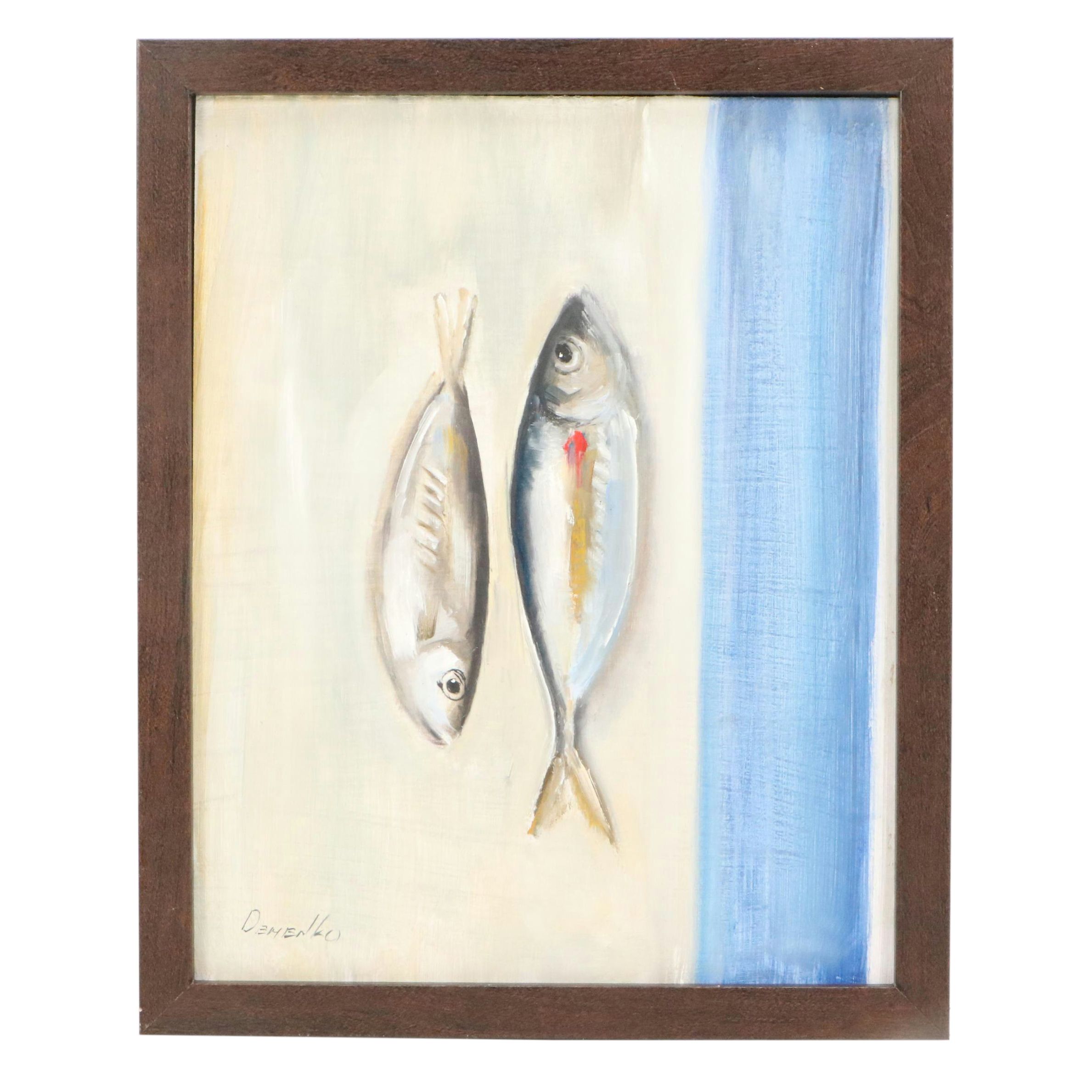 Natalia Demenko Still Life Oil Painting of Sardines, Circa 2025