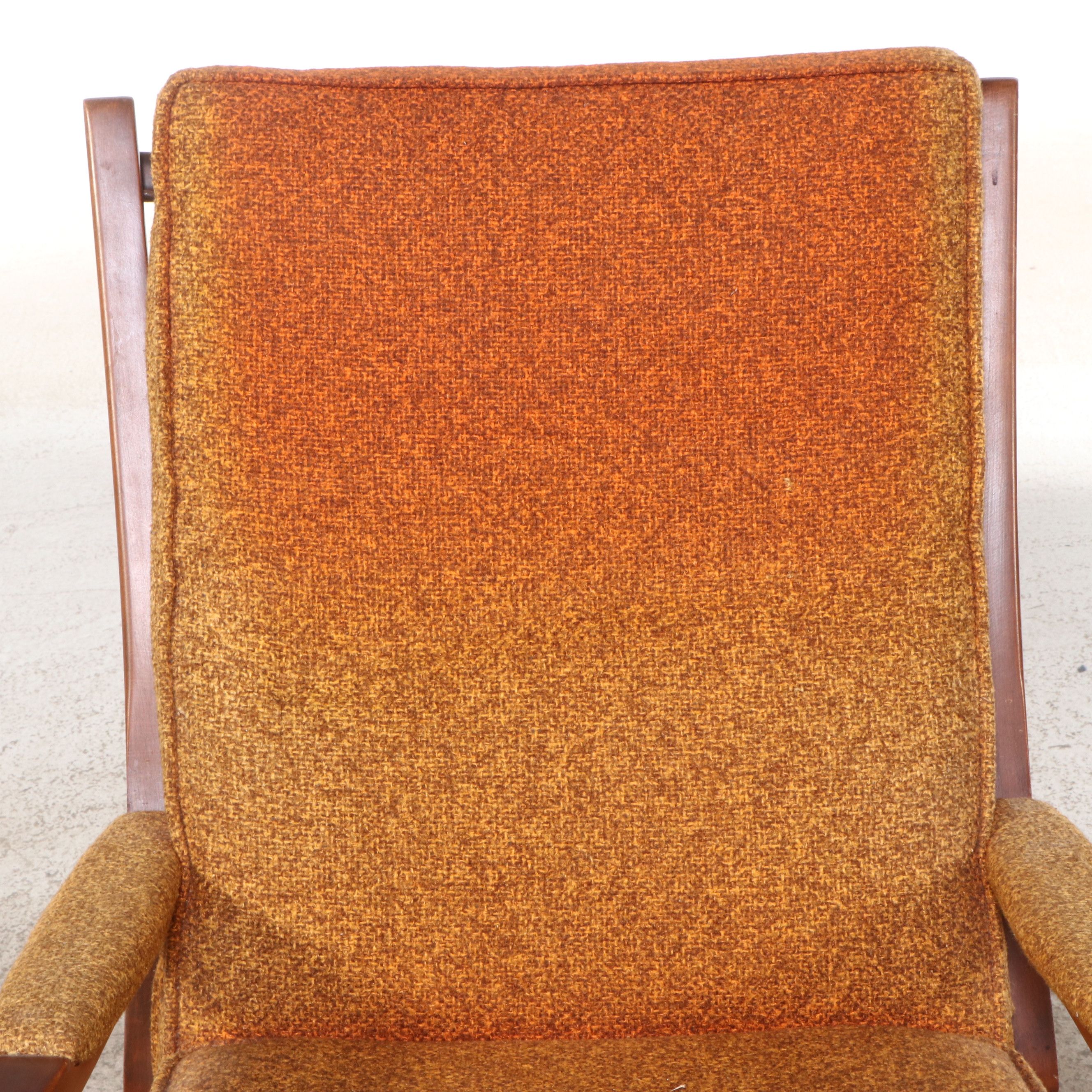 Pair of Cintique English Mid Century Modern Walnut Lounge Chairs