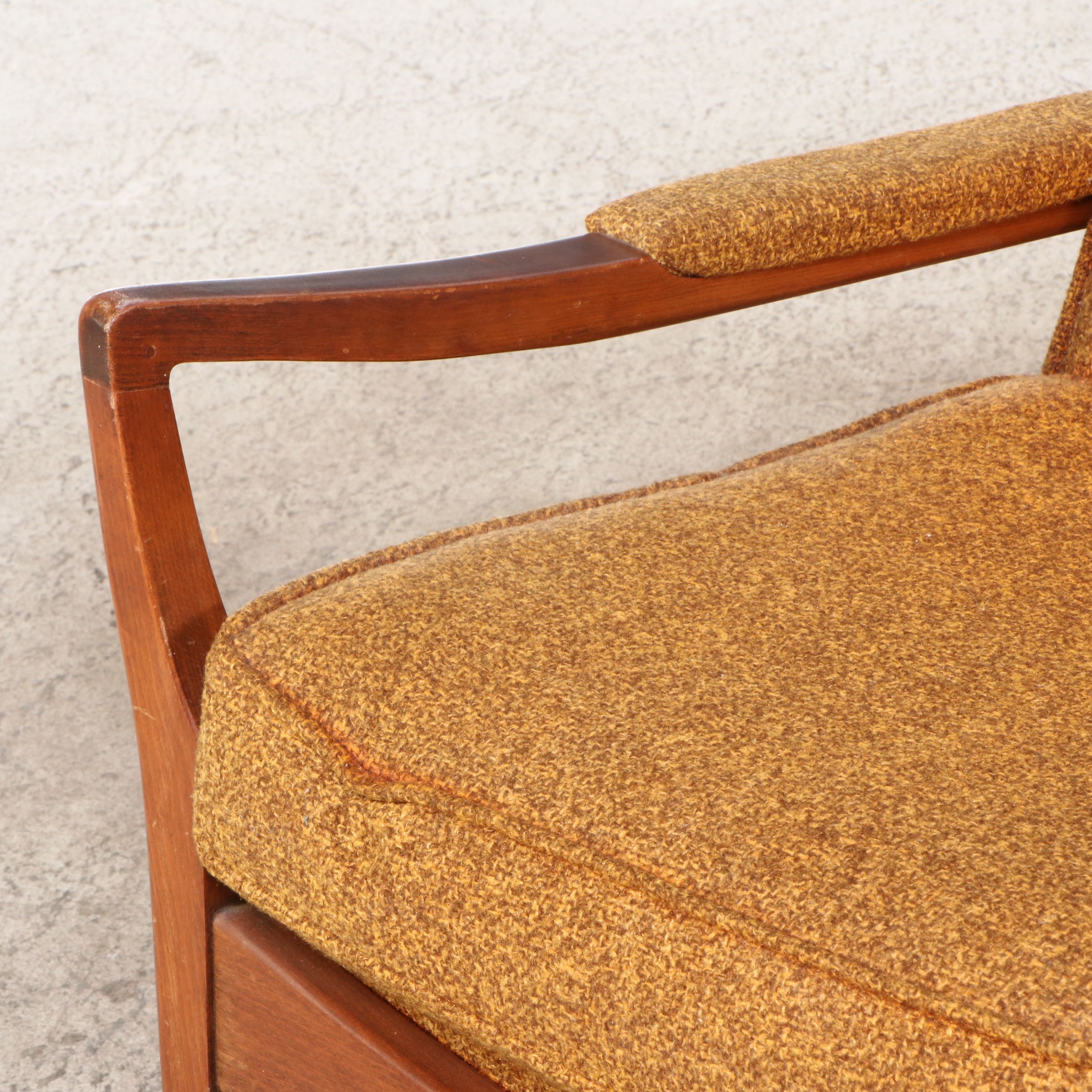 Pair of Cintique English Mid Century Modern Walnut Lounge Chairs
