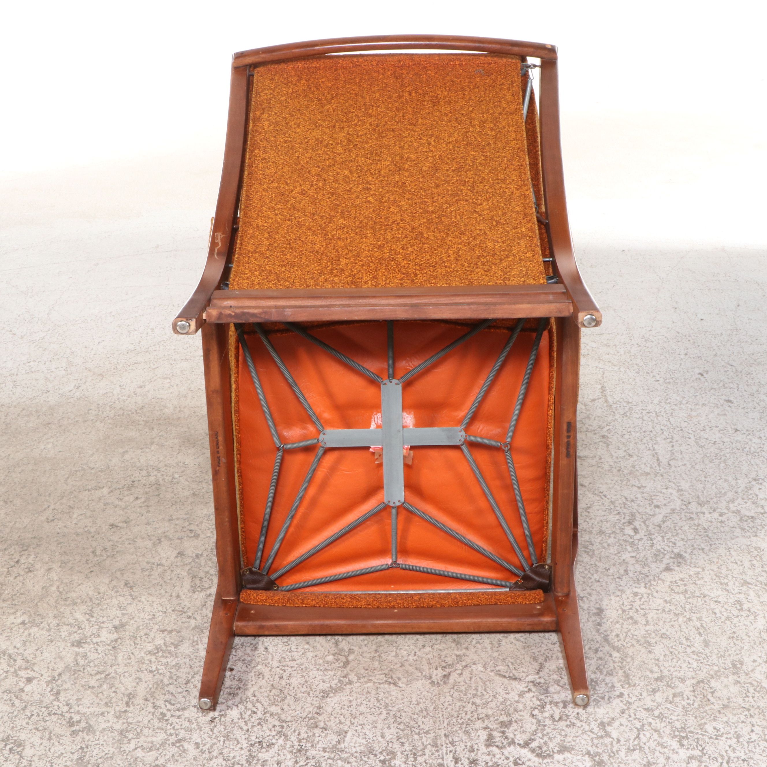 Pair of Cintique English Mid Century Modern Walnut Lounge Chairs