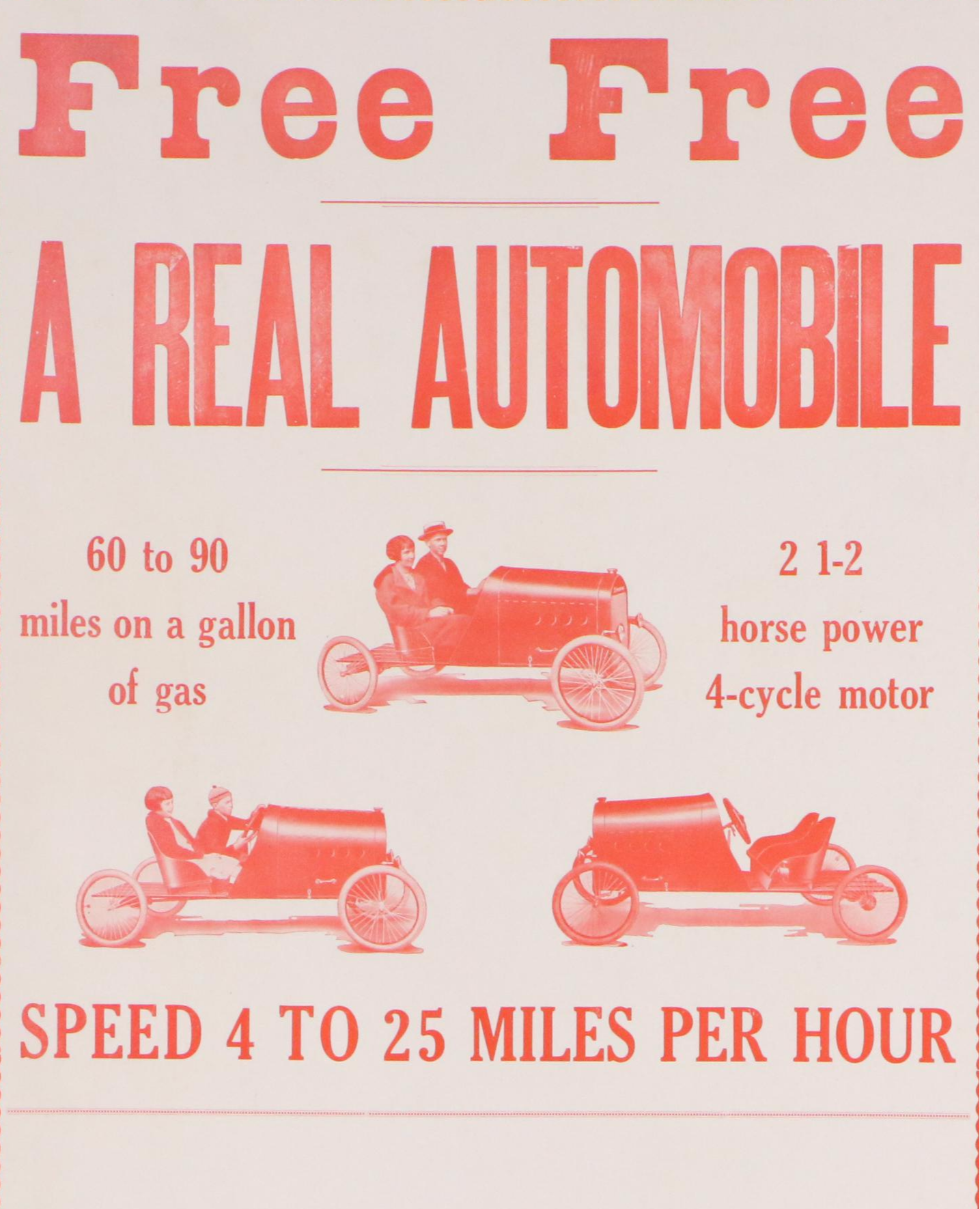 Early 20th Century Block Printed Automobile Advertisement