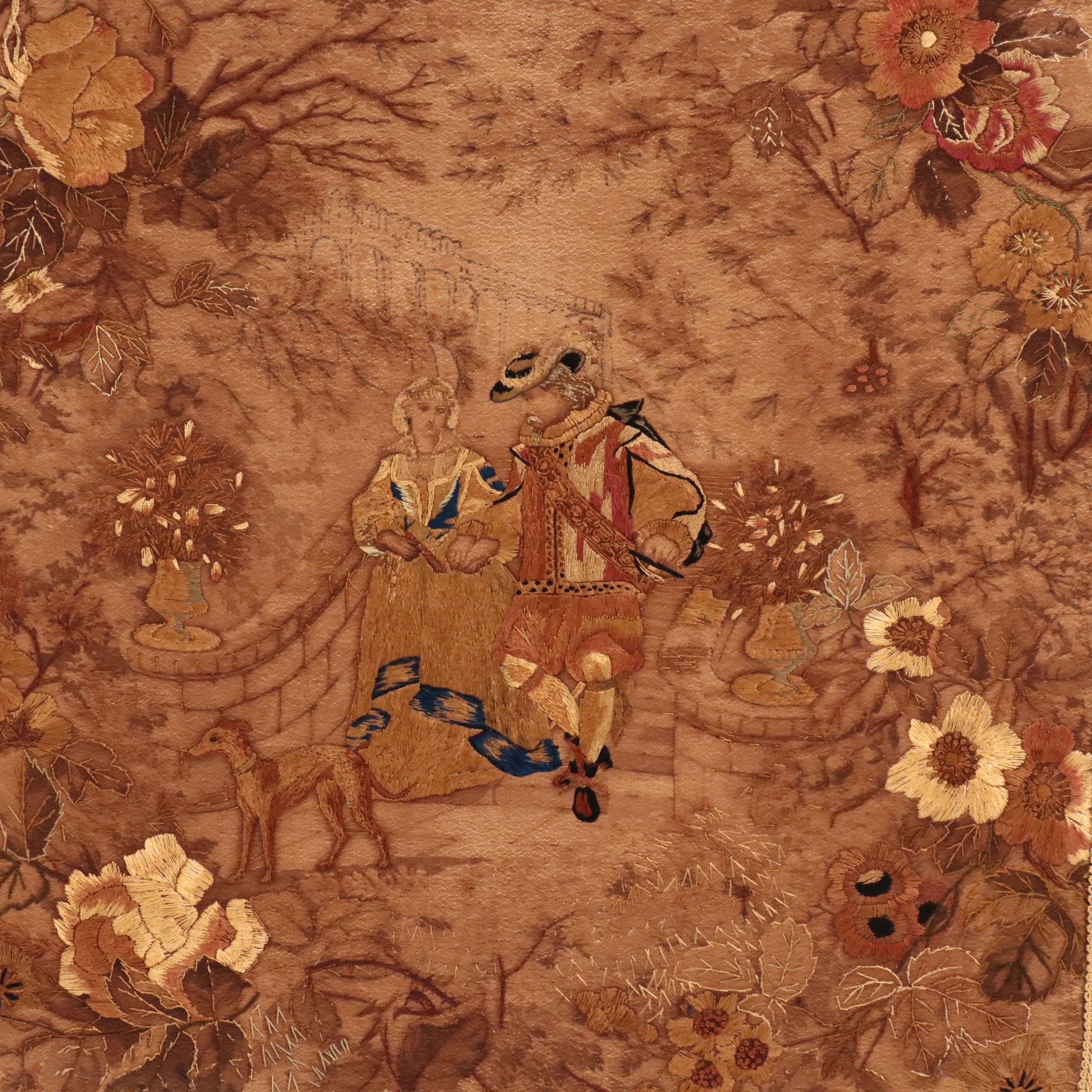 French Gothic Revival Style Giltwood and Needlework Tapestry Fireplace Screen