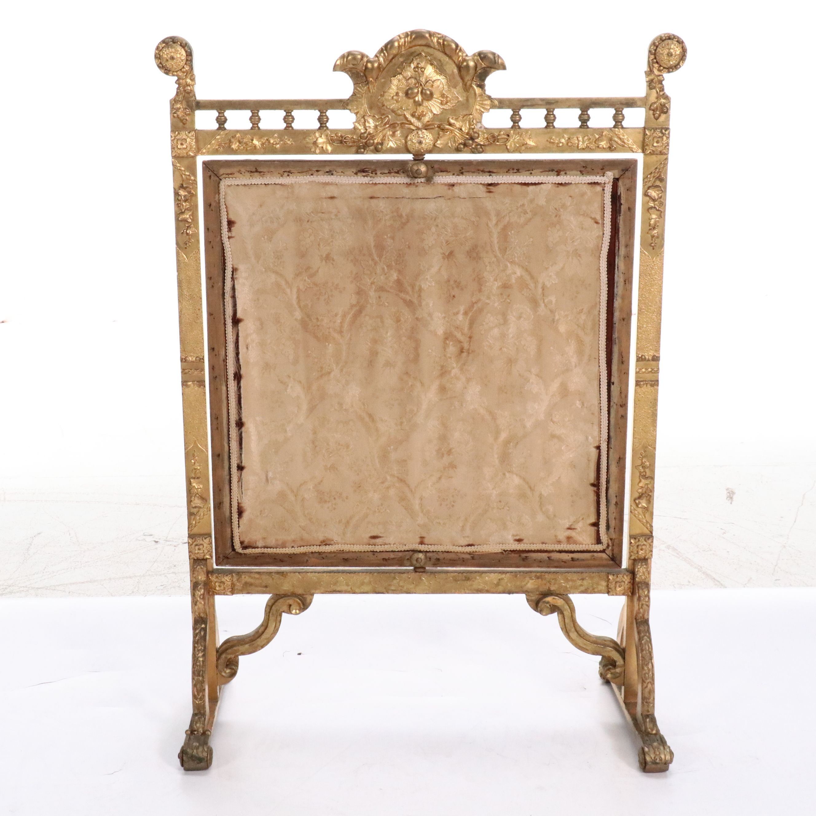 French Gothic Revival Style Giltwood and Needlework Tapestry Fireplace Screen