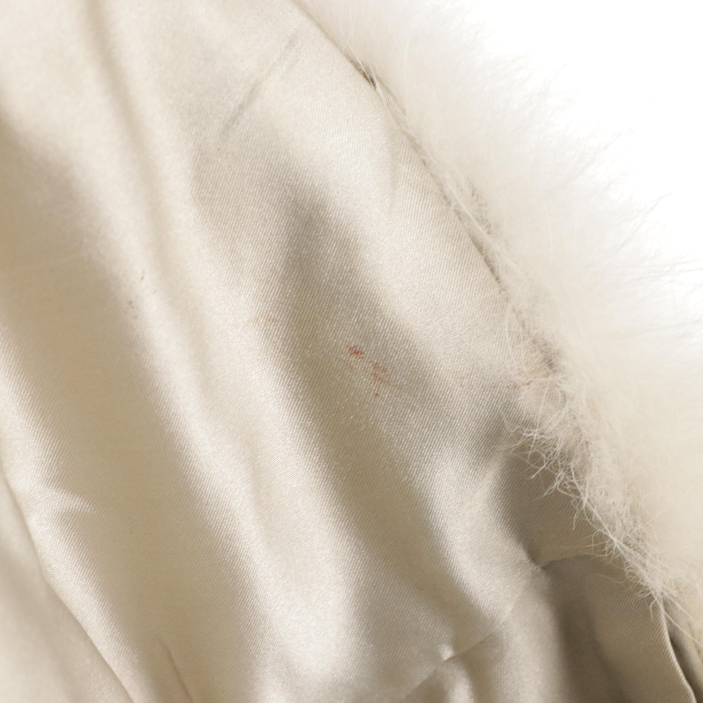 Blue Fox Fur Stole with Black Velvet Ribbon Ties