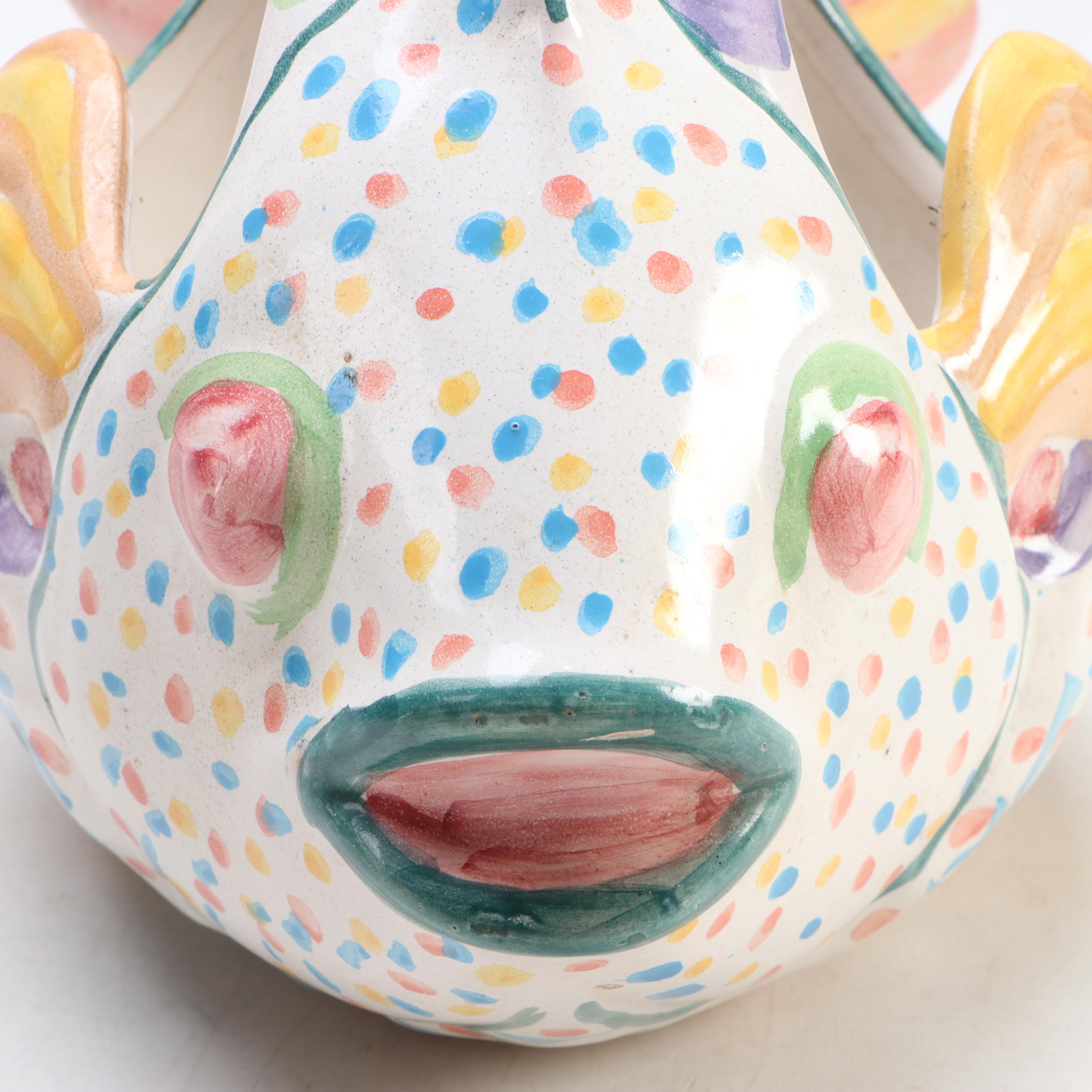 MacKenzie-Childs Hand-Painted Ceramic Fish Hanging Planter