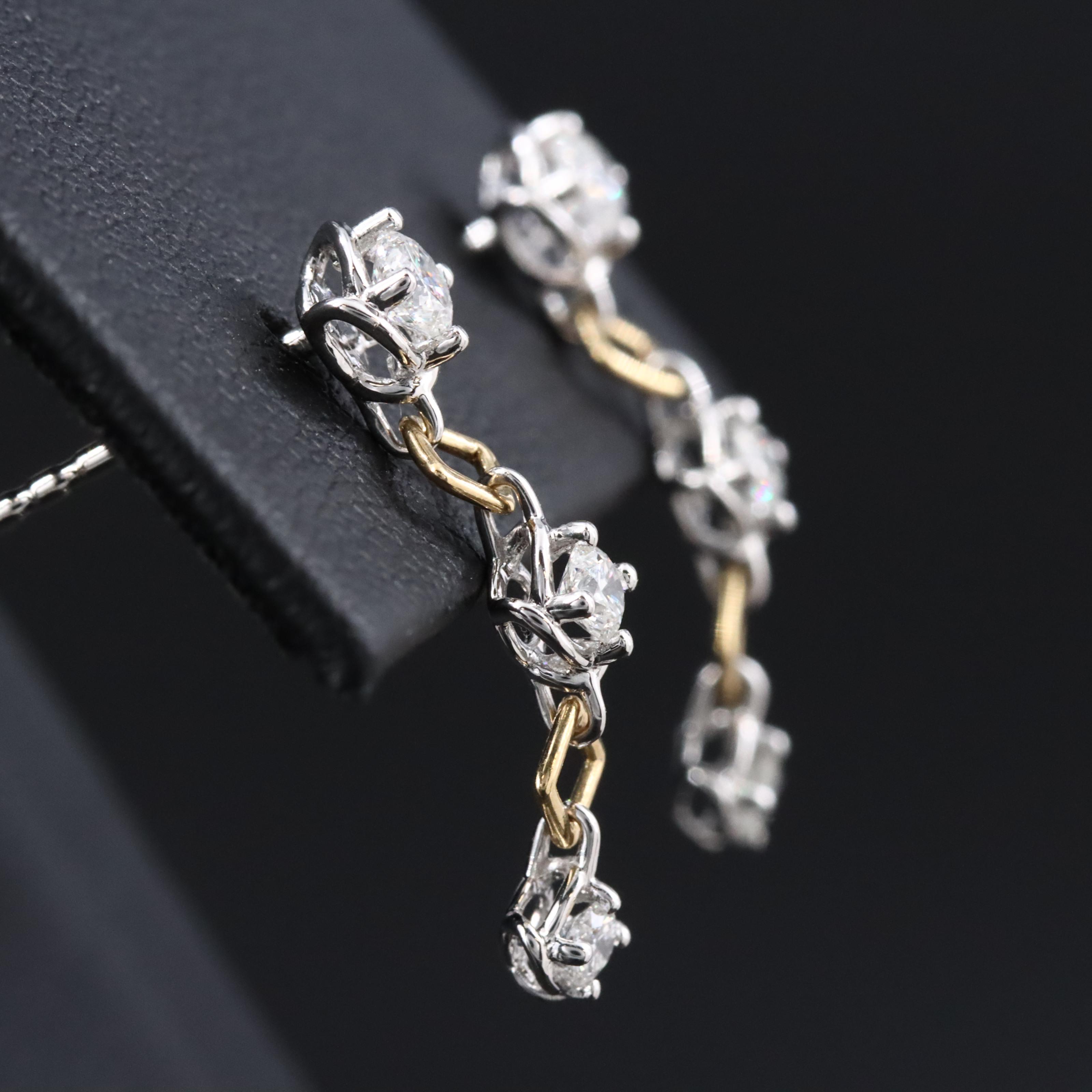 18K Two-Tone 0.50 CTW Diamond Drop Earrings