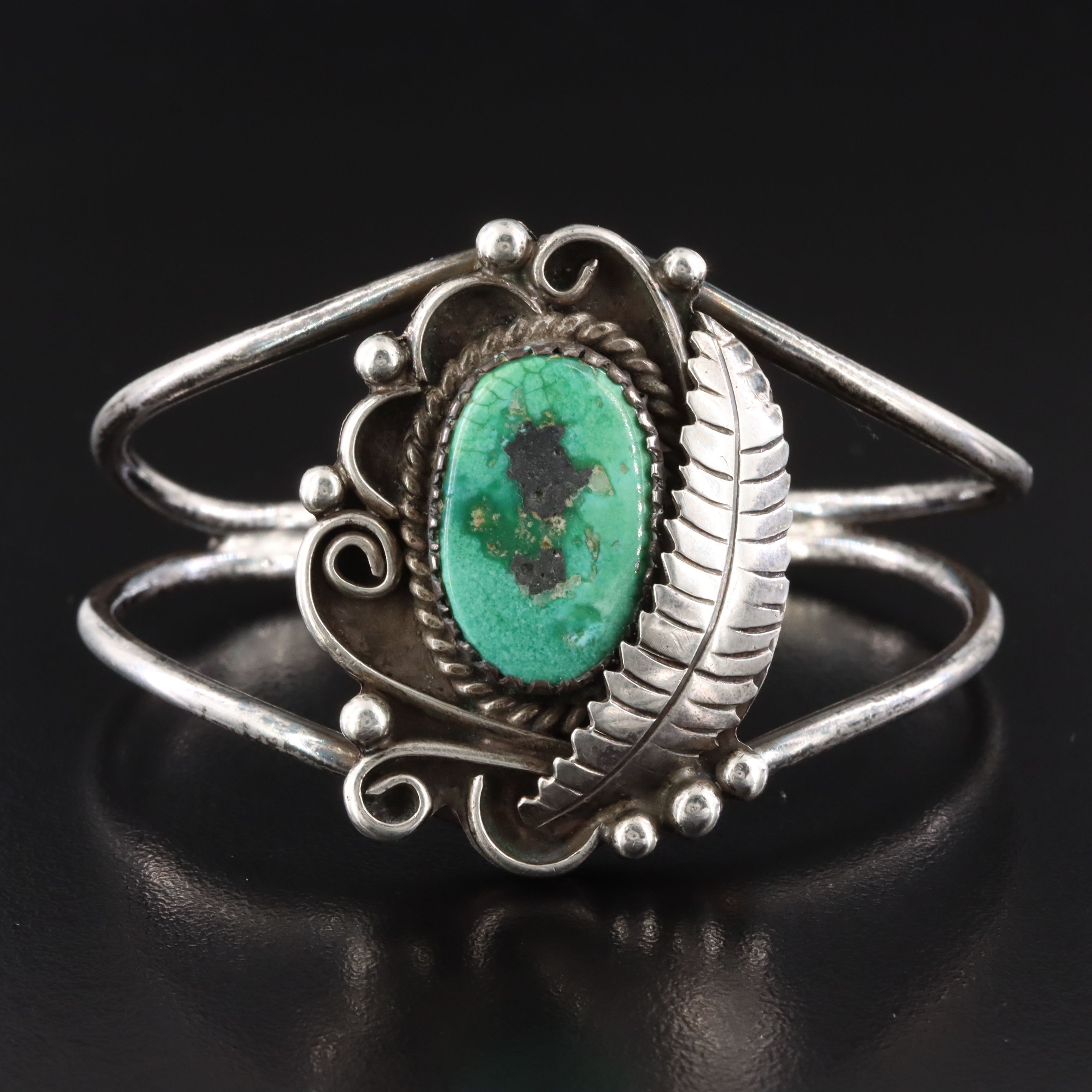 Southwestern Sterling Turquoise Appliqué Cuff Bracelet