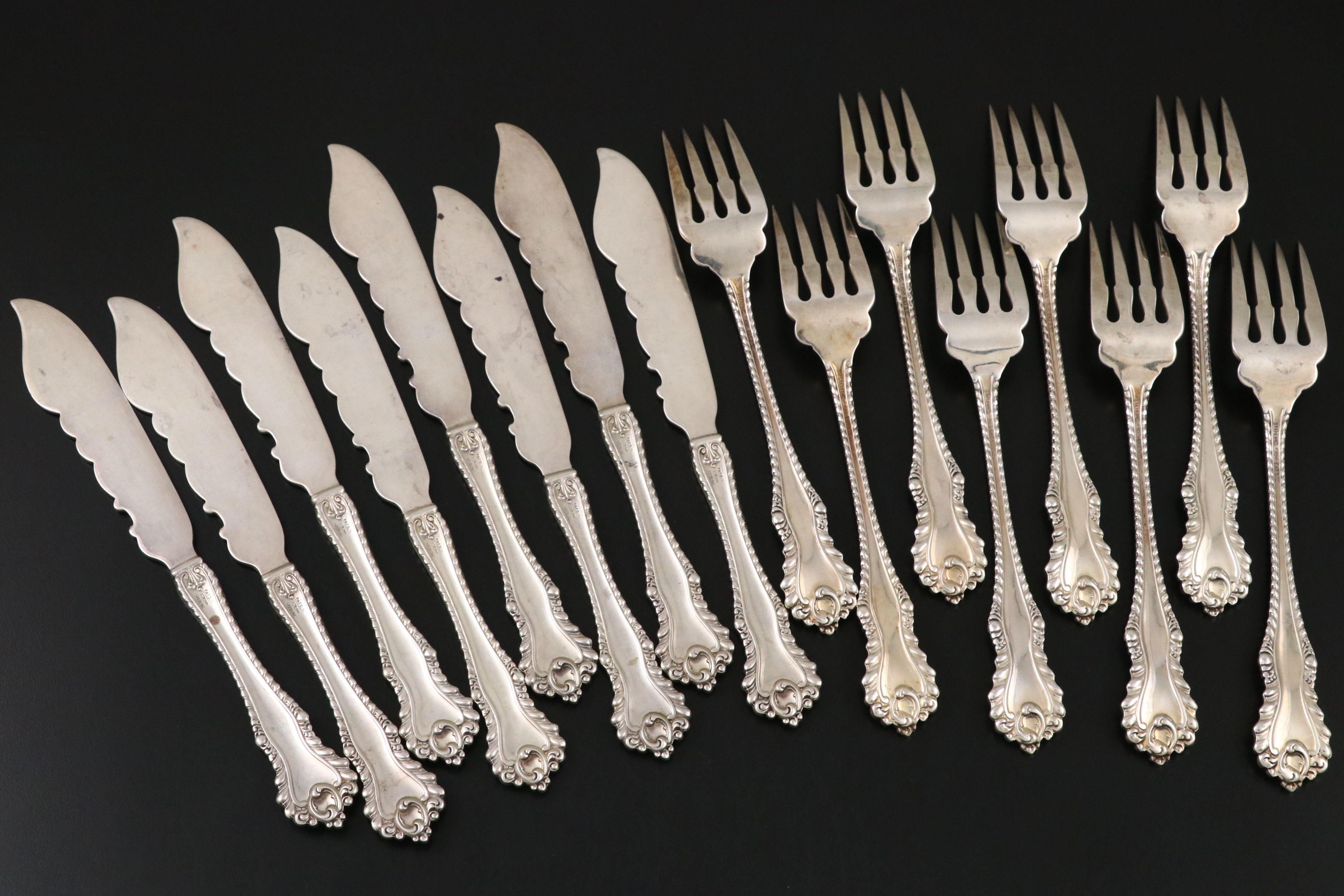 Dominick & Haff "Mazarin" Sterling Silver Salad Forks and Butter Knives