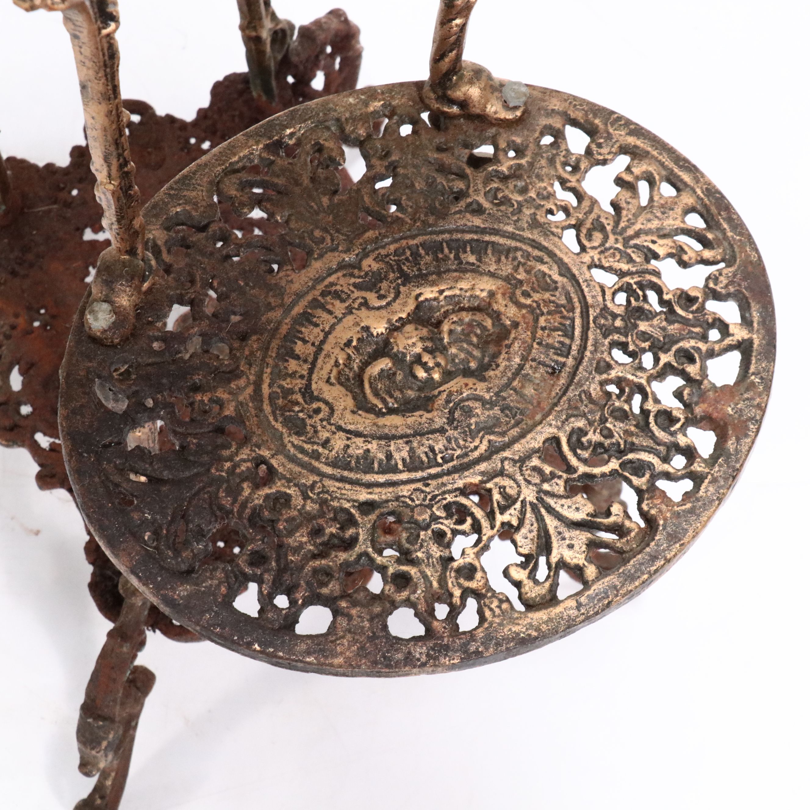 Gilt Painted Cast Iron Plant Stand, Early to Mid-20th Century