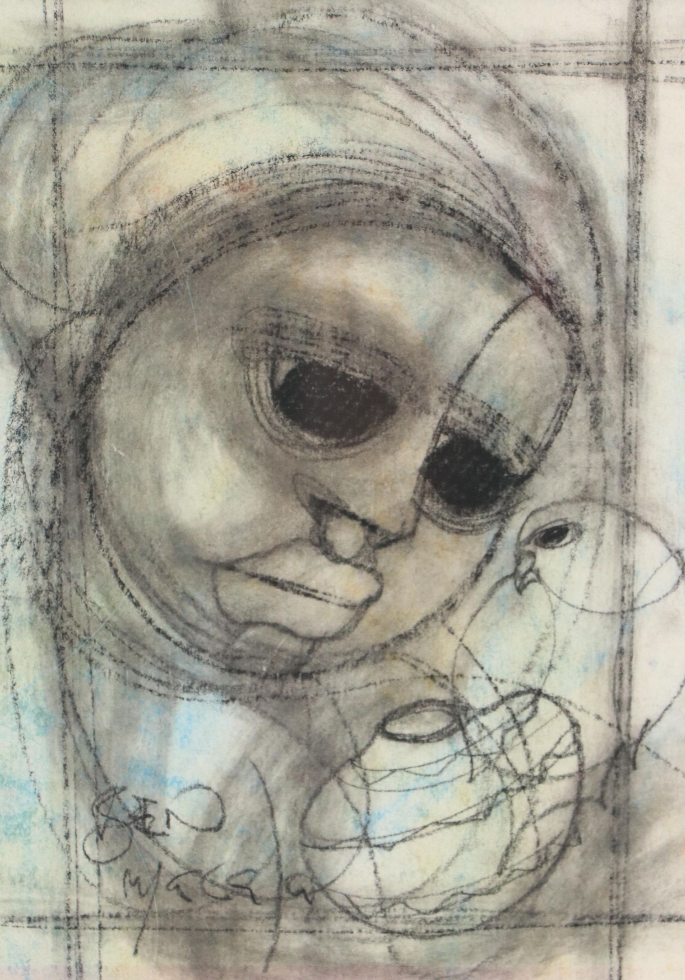 Ben Macala Mixed Media Drawing, Late 20th Century