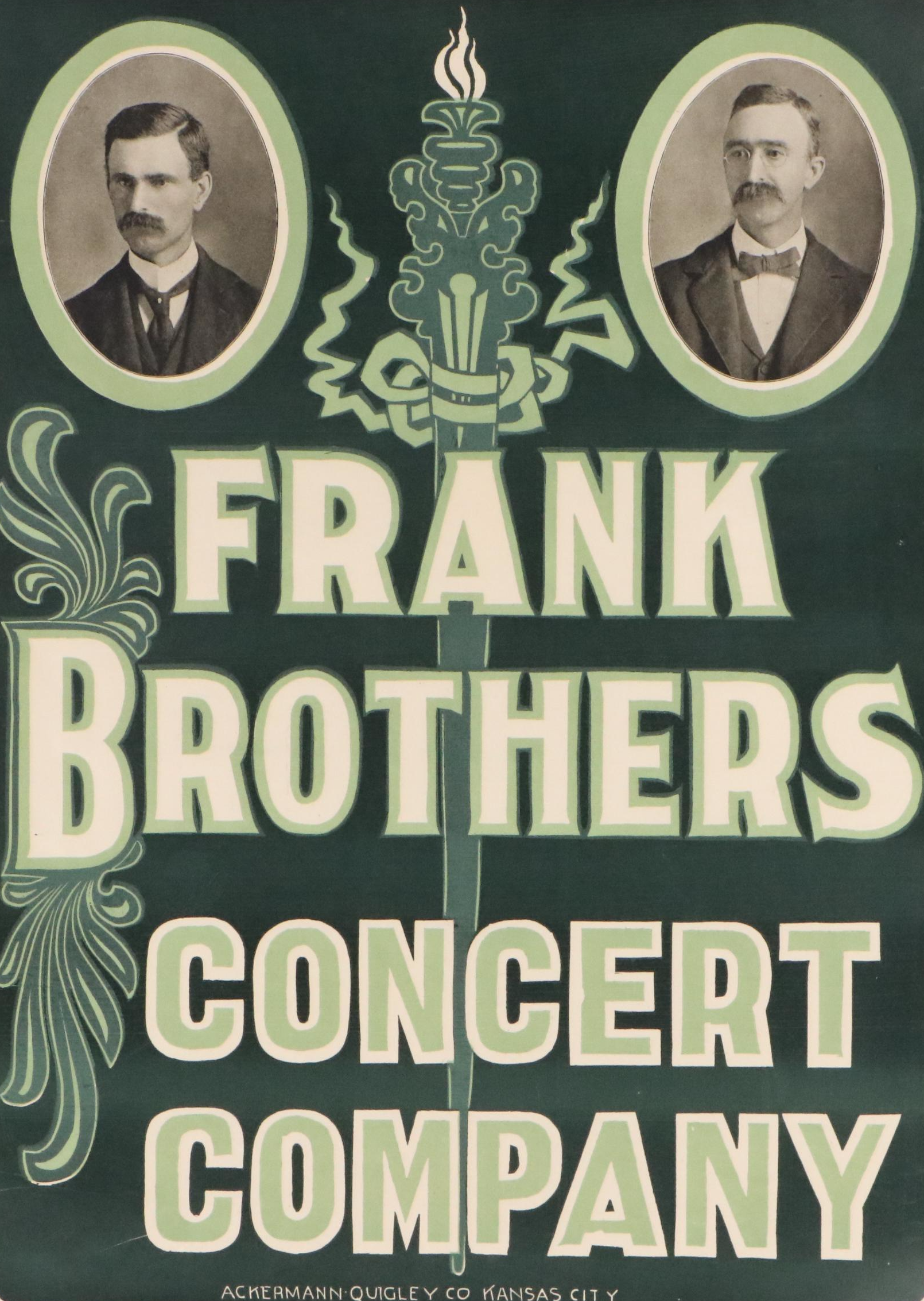 Circa 1895 "Frank Brothers Concert Company" Block Printed Poster