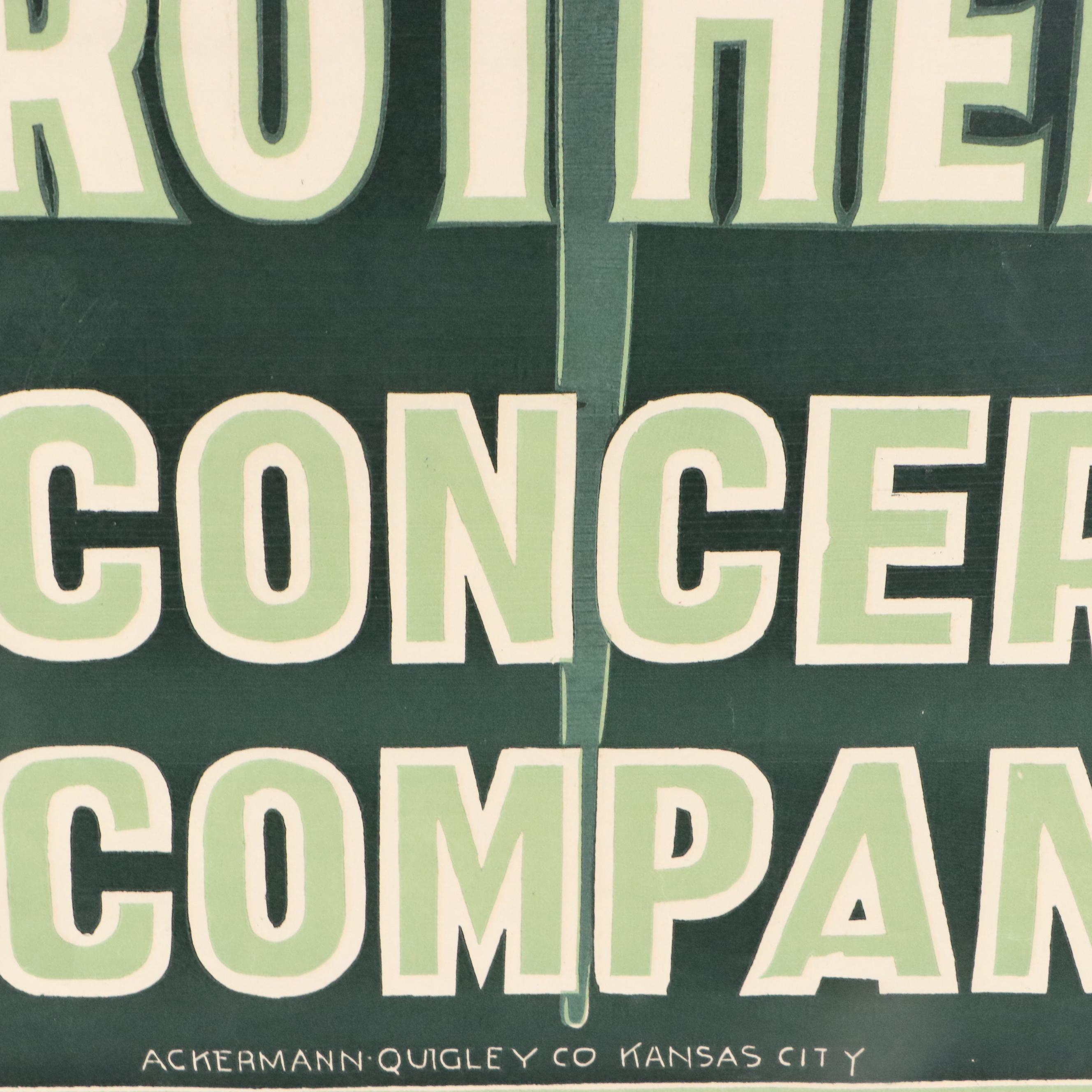 Circa 1895 "Frank Brothers Concert Company" Block Printed Poster