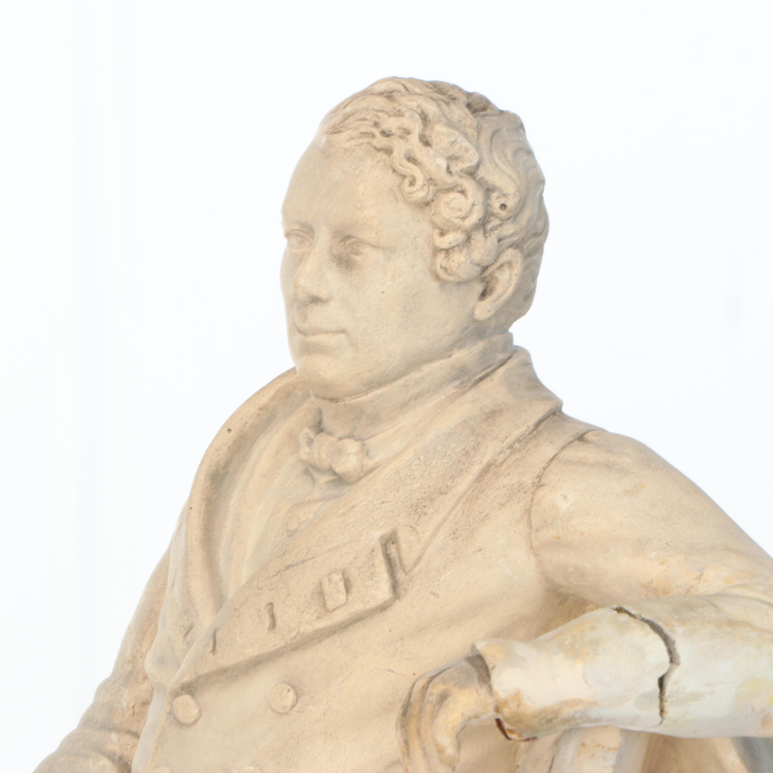 Jules Dumoutet Plaster Cast Figure of Seated Man, 1842