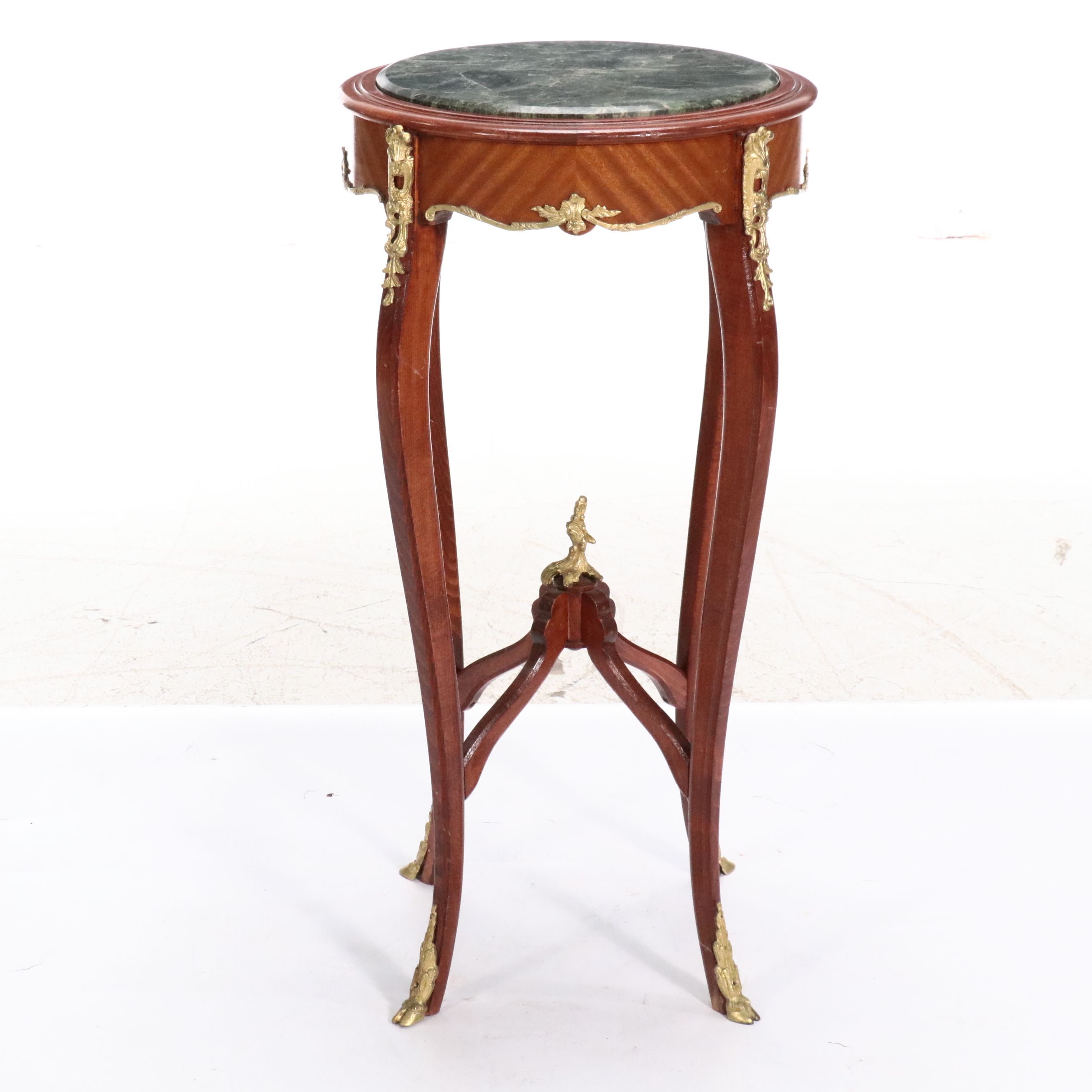 Louis XV Style Side Table with Inset Marble Top