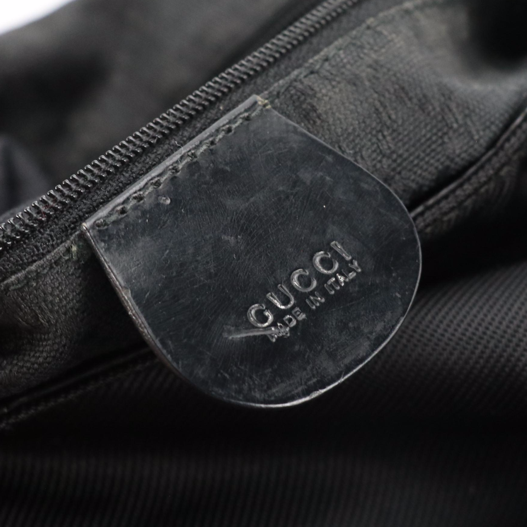 Gucci Bamboo Handle Hobo Bag in Black Nylon Twill and Leather Trim