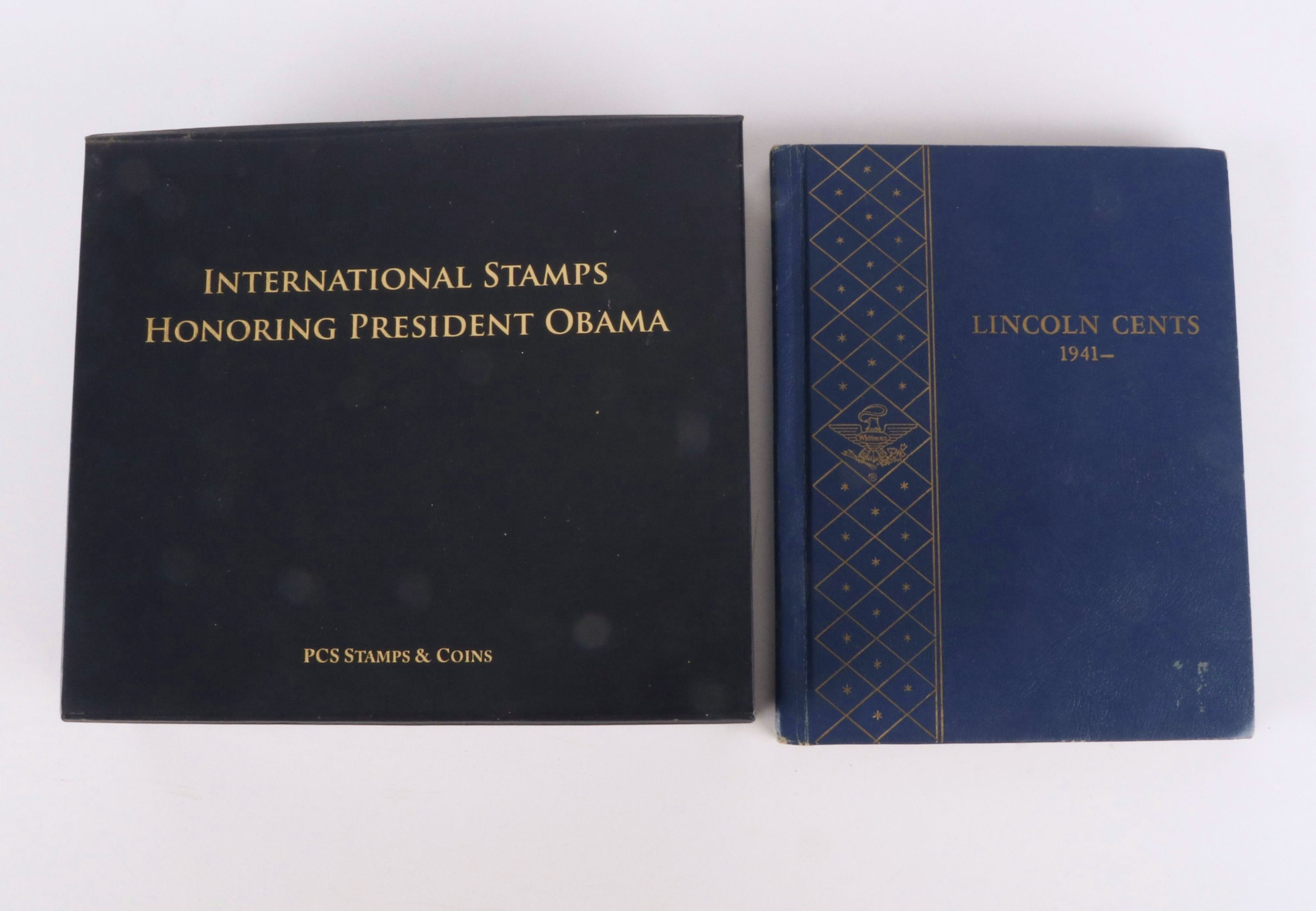 "International Stamps Honoring President Obama" Collection & Lincoln Cent Binder