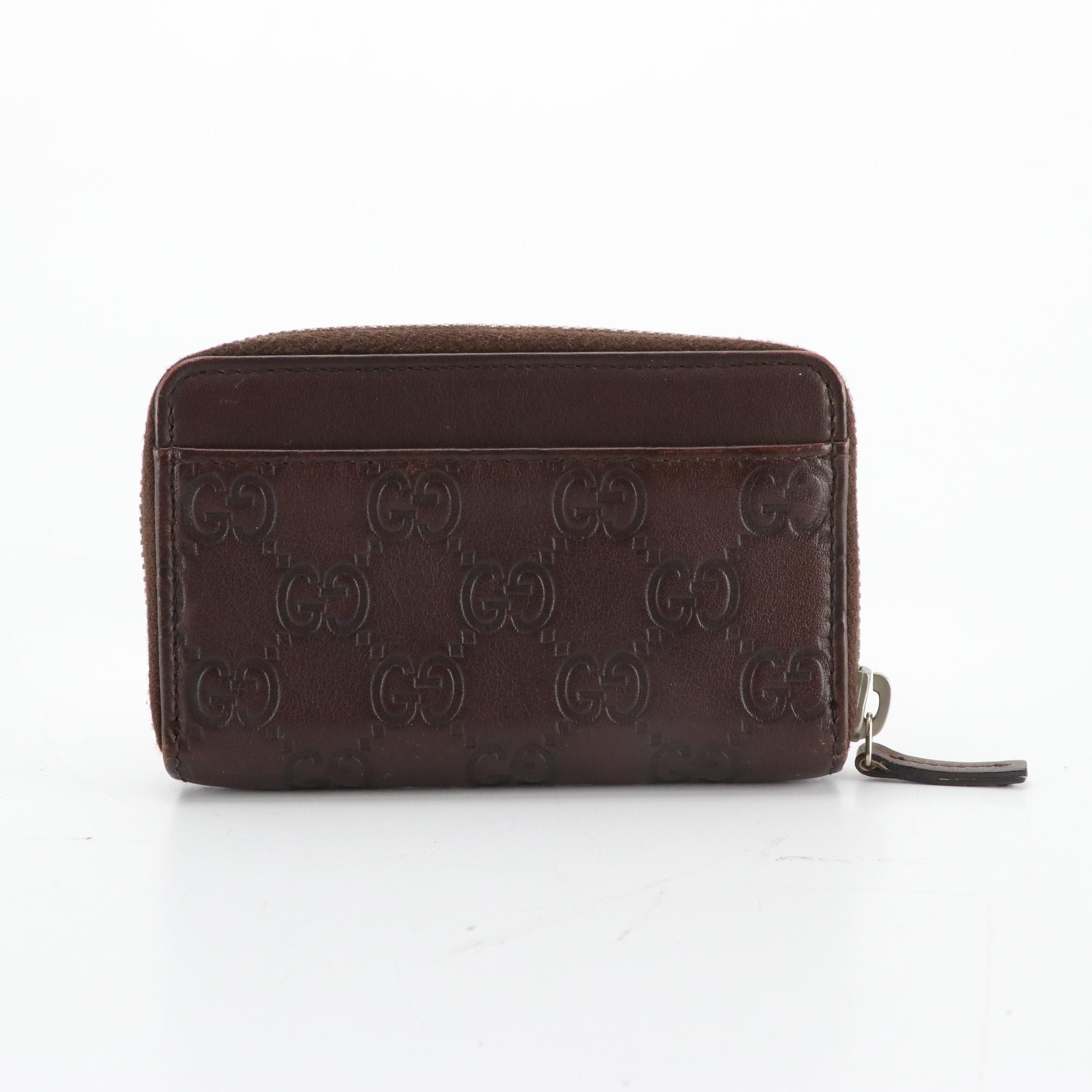 Gucci Zip-Around Card Case in Chocolate Brown Guccissima Leather