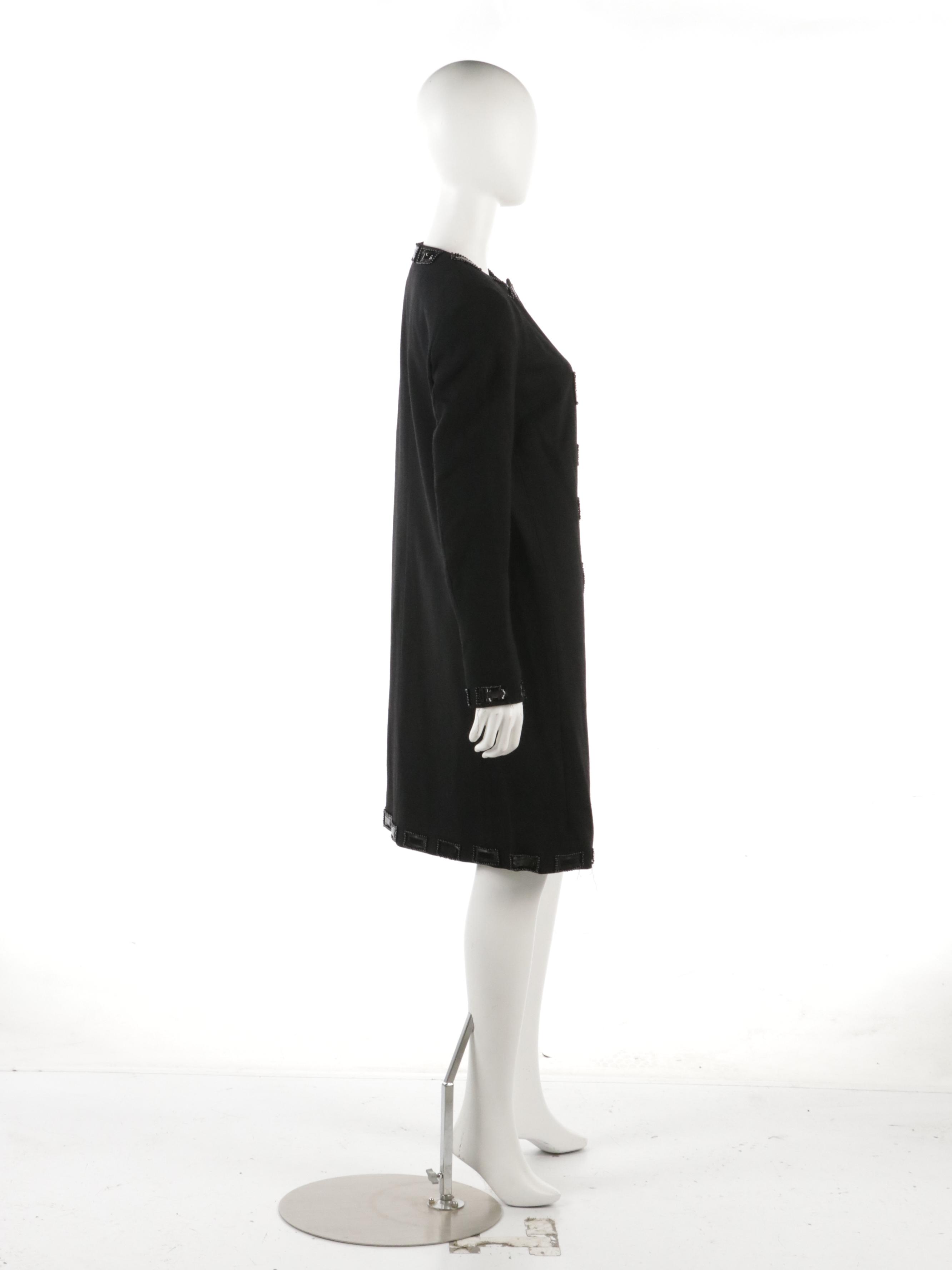 Emilio Pucci Collarless Wool Coat with Beaded Vinyl Accents